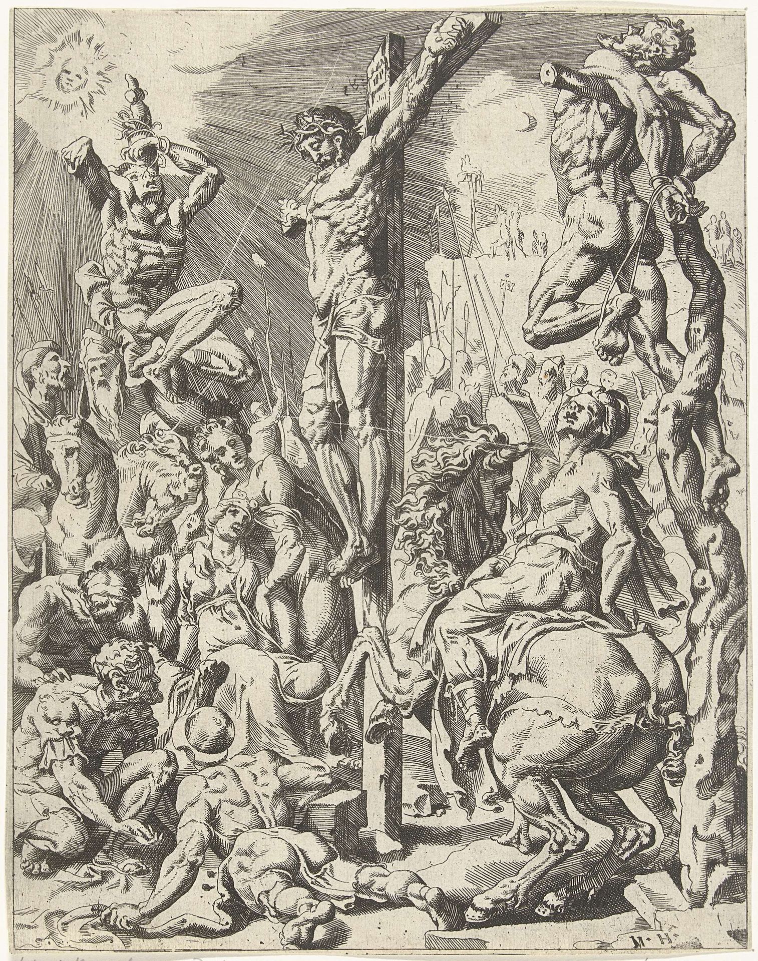 Christus aan het kruis by Dirck Volckertsz Coornhert