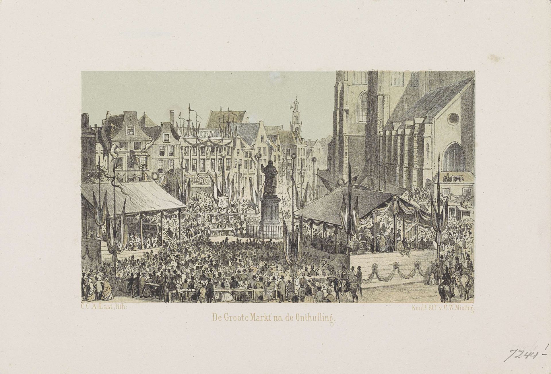 Grote Markt na de onthulling van het standbeeld van Laurens Coster, 1856 by Carel Christiaan Antony Last