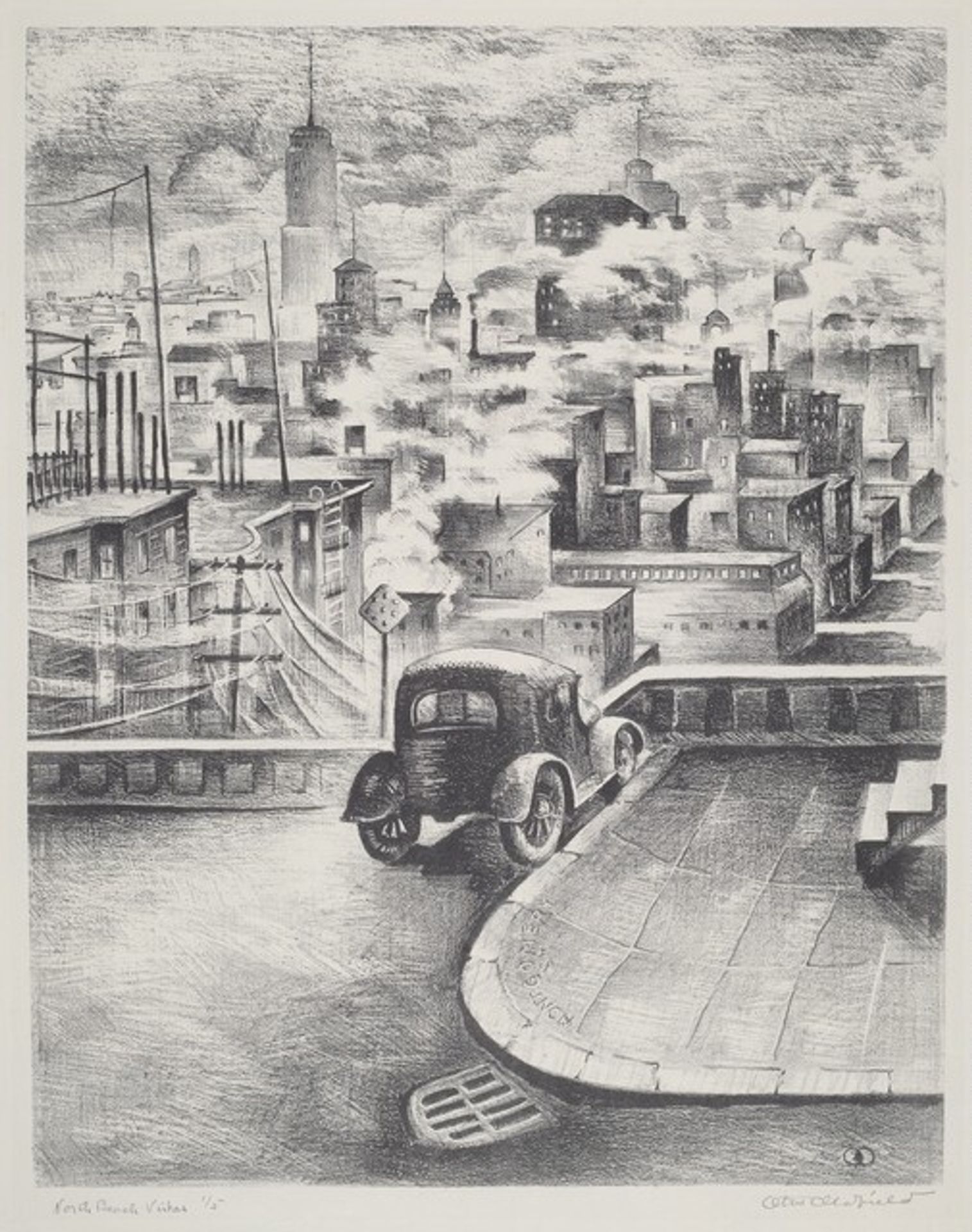 Downtown San Francisco From Montgomery Terrace - Telegraph Hill by Otis William Oldfield