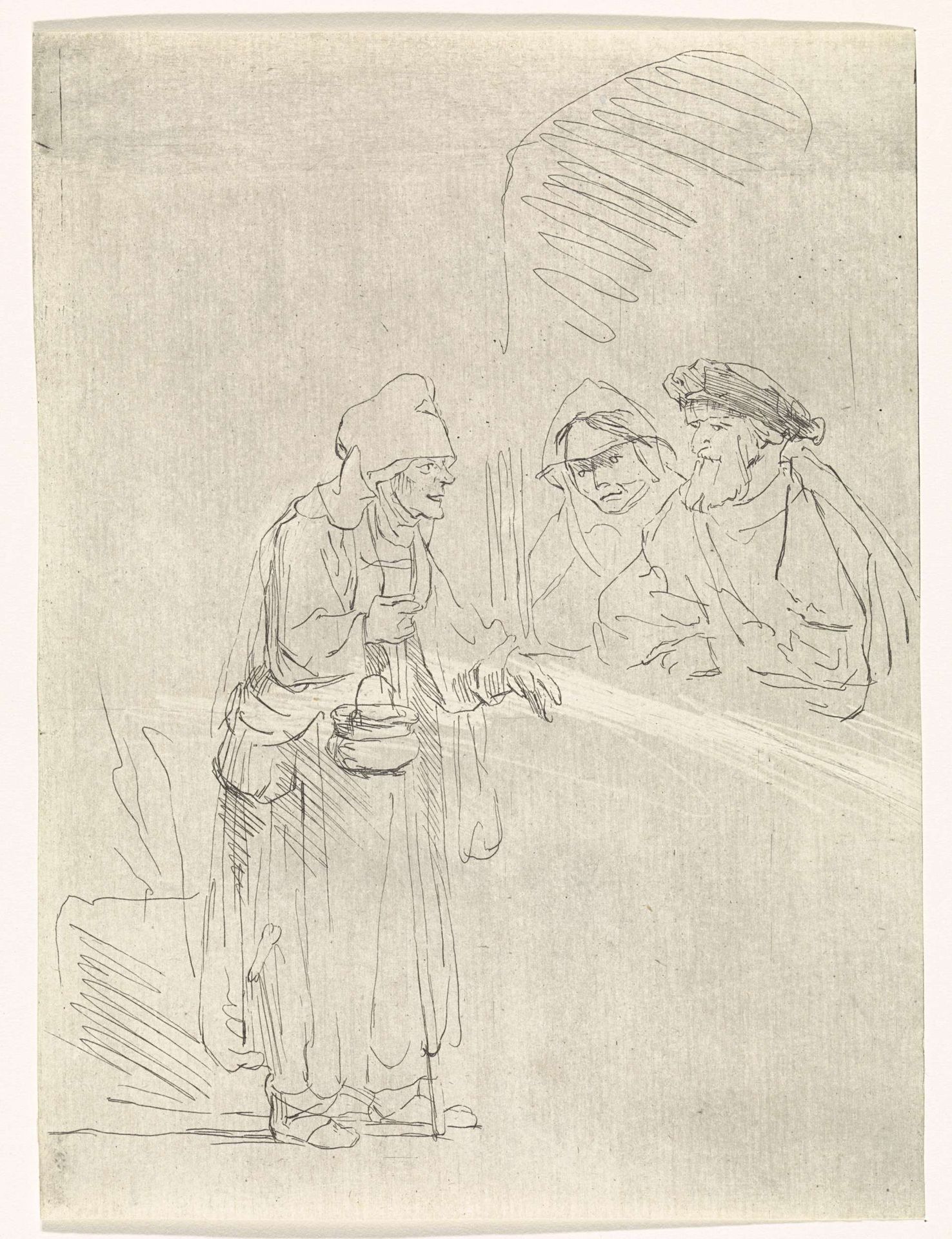 Een bedelende oude vrouw by Bernard Picart