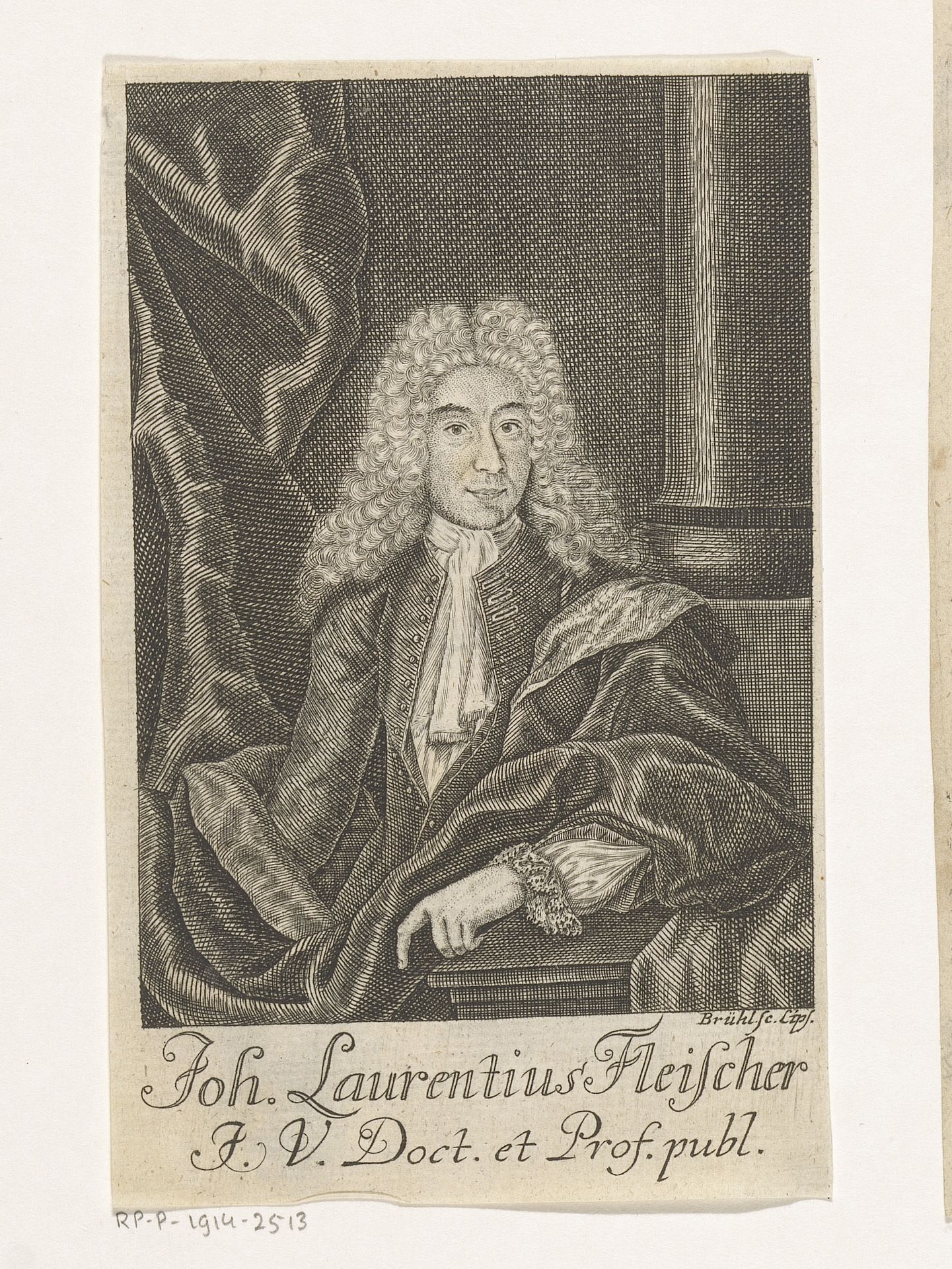 Portret van Johann Lorenz Fleischer by Johann Benjamin Brühl