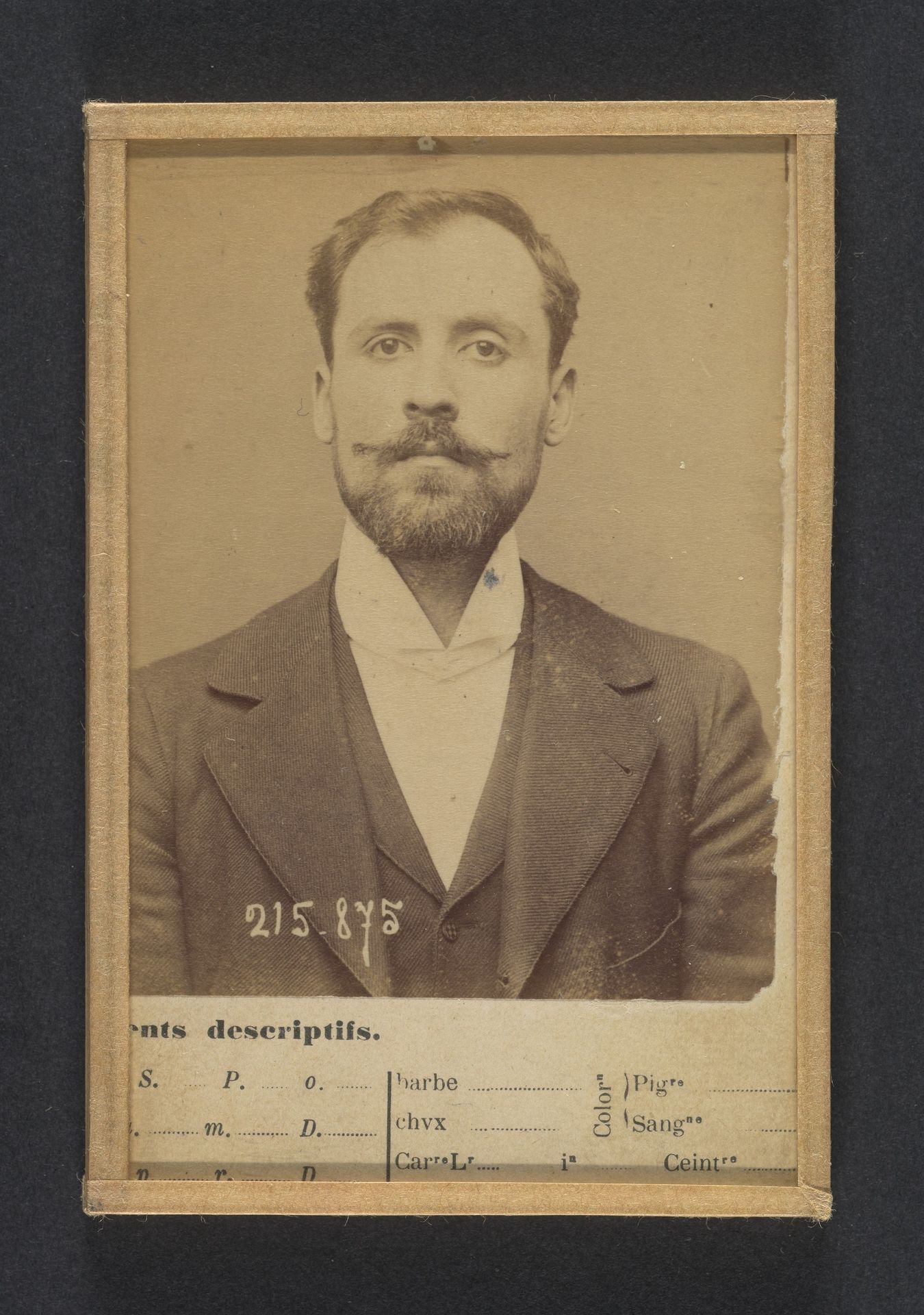 Bertani. Orsini. 24 ou 25 ans, né à Florence (Italie). Sans profession. Anarchiste. 18/3/94 by Alphonse Bertillon