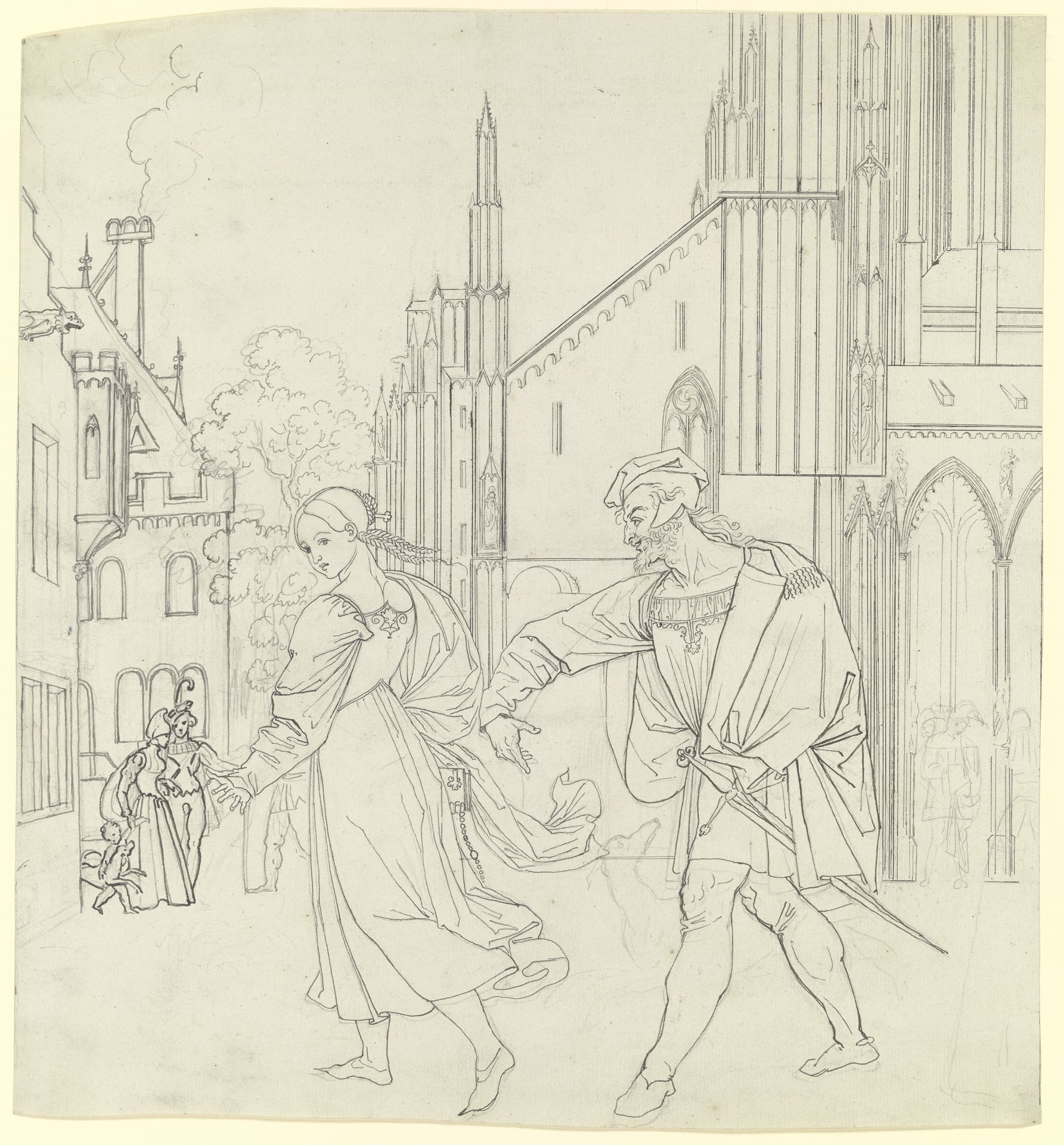 Szene am Ausgang der Kirche by Peter Cornelius
