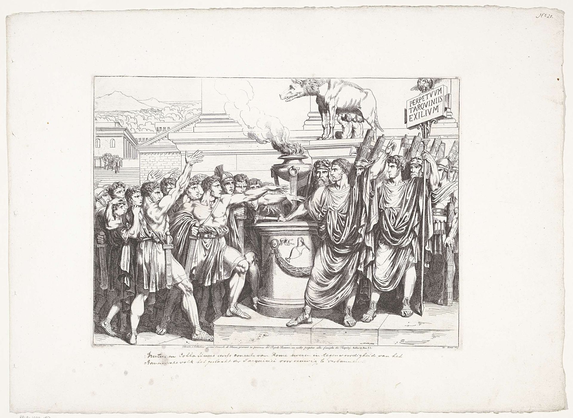 De eerste consuls zweren de Tarquinii voor eeuwig uit Rome te verbannen by Bartolomeo Pinelli