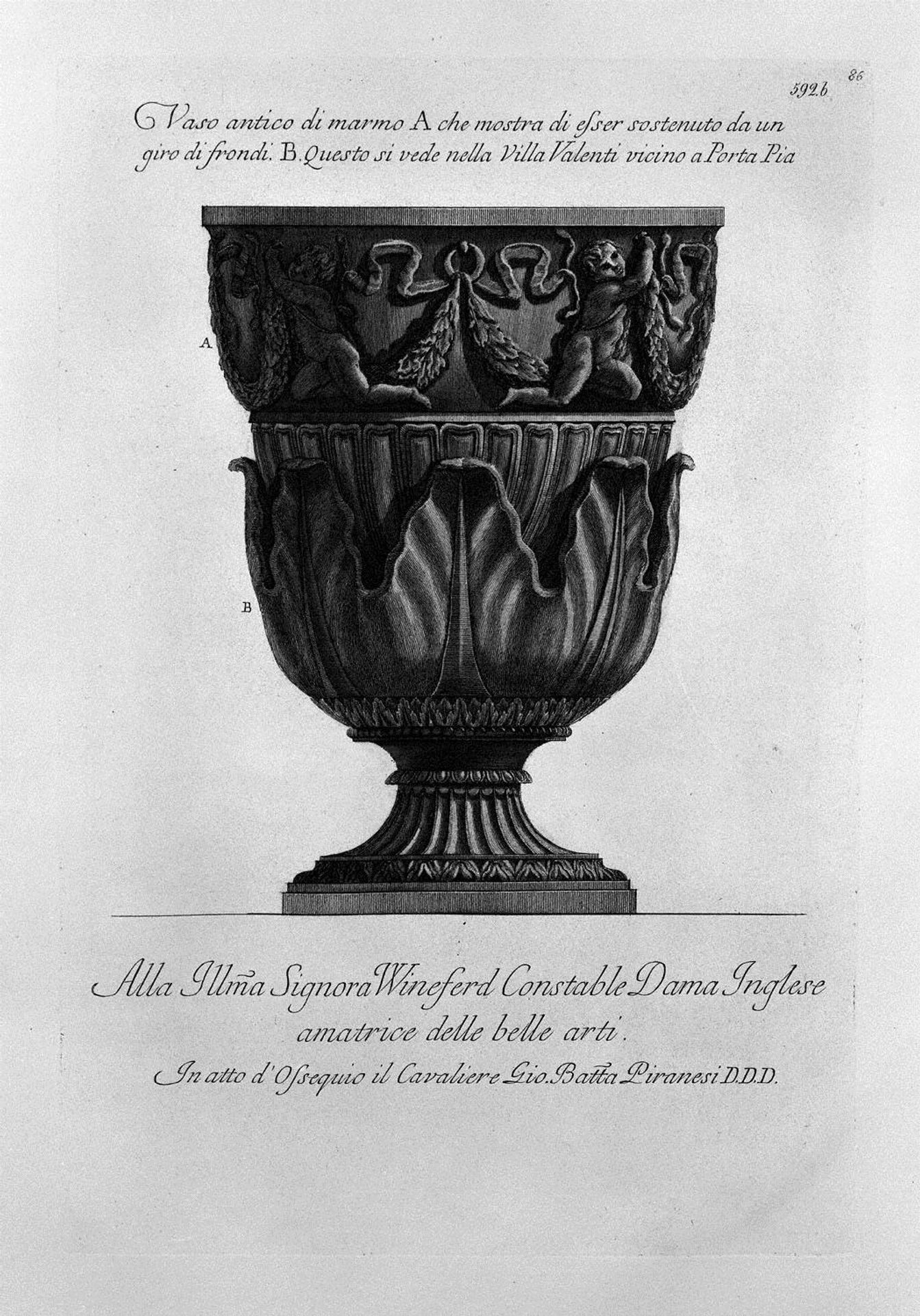 Antique vase of marble in the Villa Valenti at Porta Pia by Giovanni Battista Piranesi