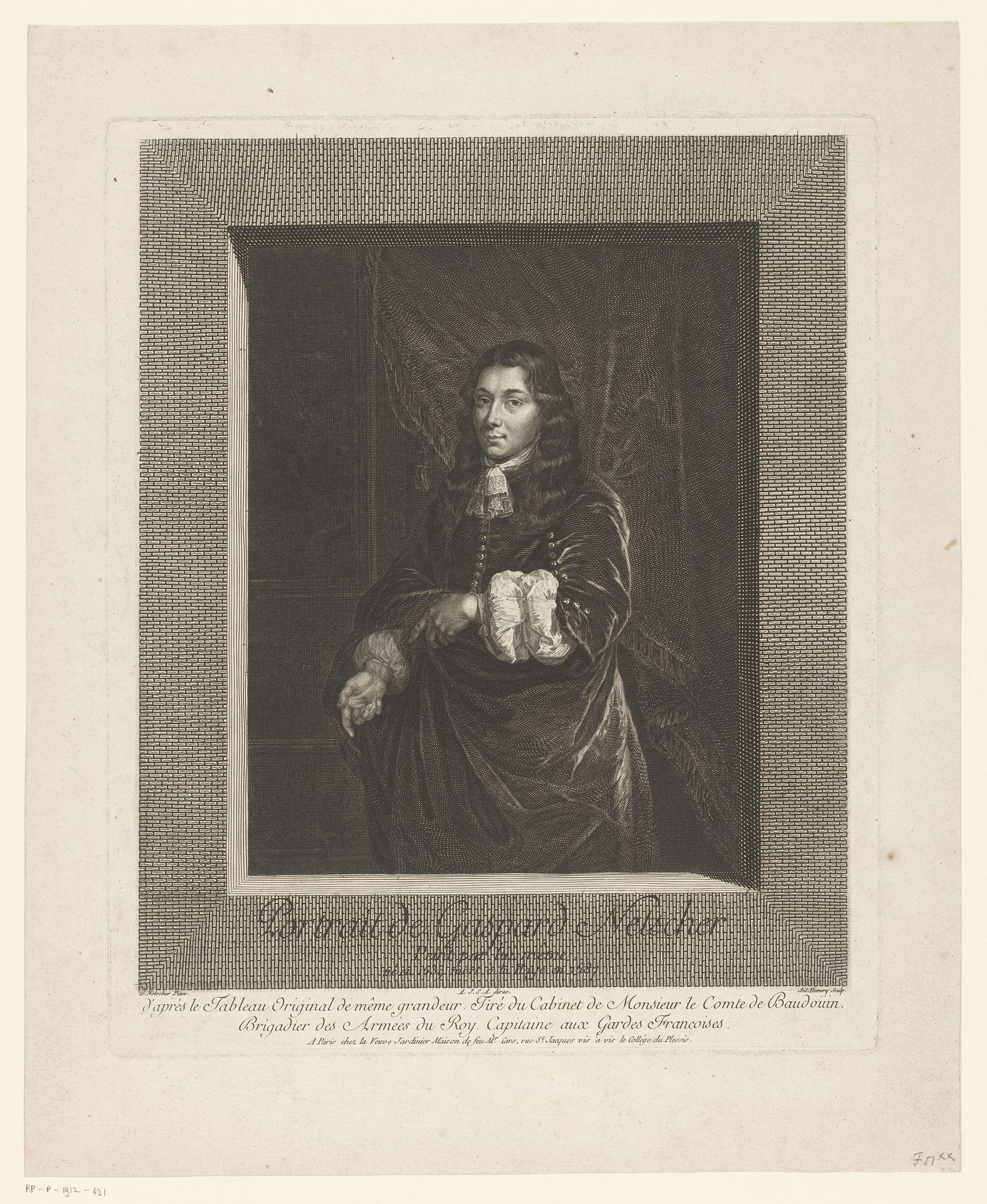 Portret van Caspar Netscher by Antoine François Hémery