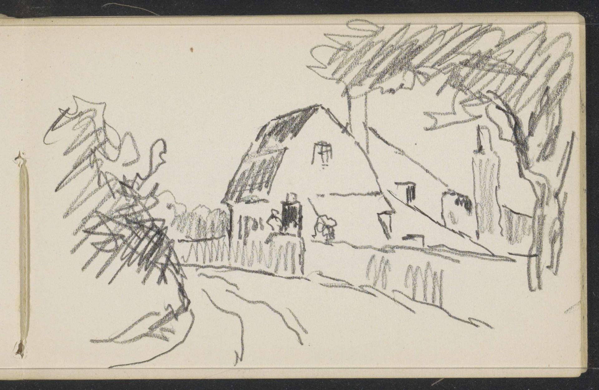 Omheind huis aan een weg by Alexander Shilling