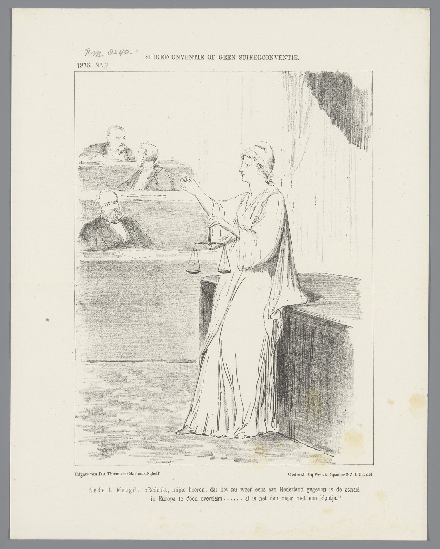 Zaanlandsche Zeil & Roeivereeniging. Ingeschreven Vaartuigen voor den Wedstrijd, in de Voorzaan te Zaandam; Zaturdag 24 Julij 1852 by G. Dekker Czn.