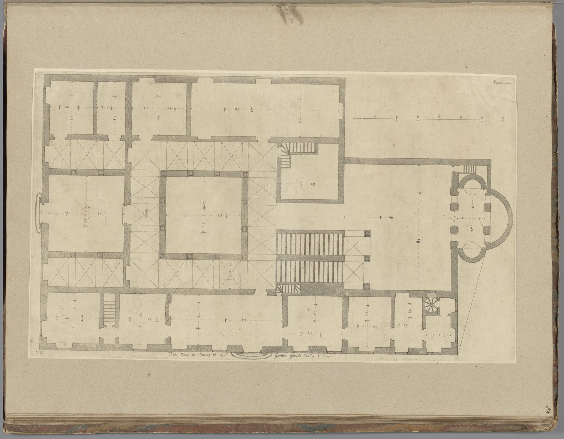 Plattegrond van de begane grond van het Palazzo della Meridiana te Genua by Nicolaes Ryckmans