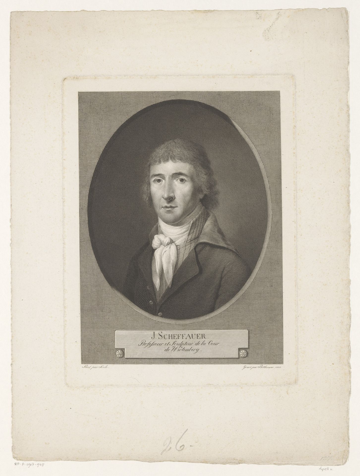 Portret van Philipp Jakob Scheffauer by Johann Pleikhard Bittheuser