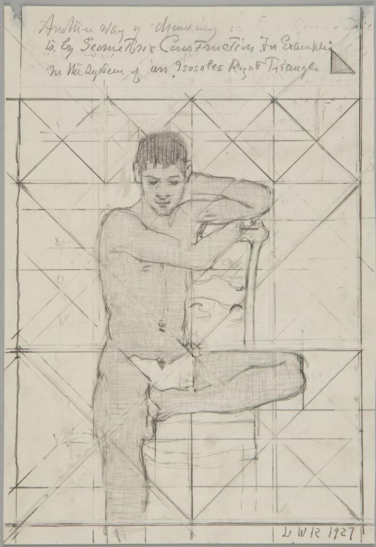 Seated Male Nude with Left Leg Drawn Up by Denman Waldo Ross