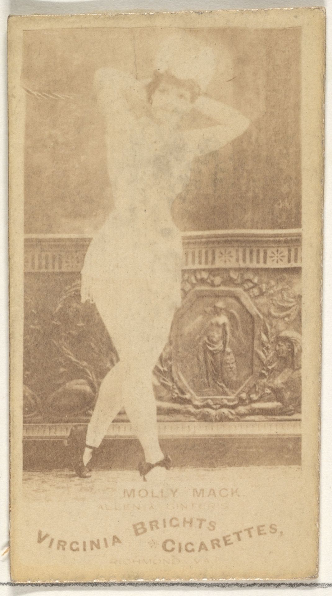 Molly Mack, from the Actors and Actresses series (N45, Type 1) for Virginia Brights Cigarettes by Allen & Ginter