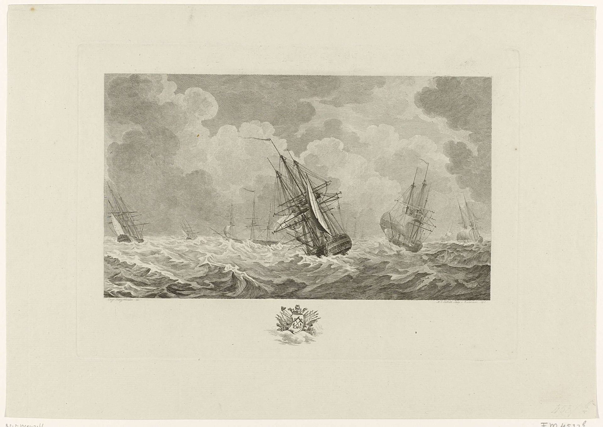 Nederlandse vloot in de storm, 1784 by Mathias de Sallieth