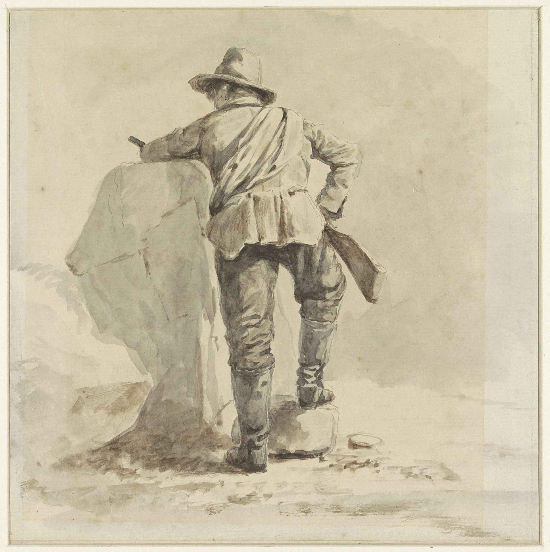 Rustende jongen, op de rug gezien by Johann Bernard Klombeek