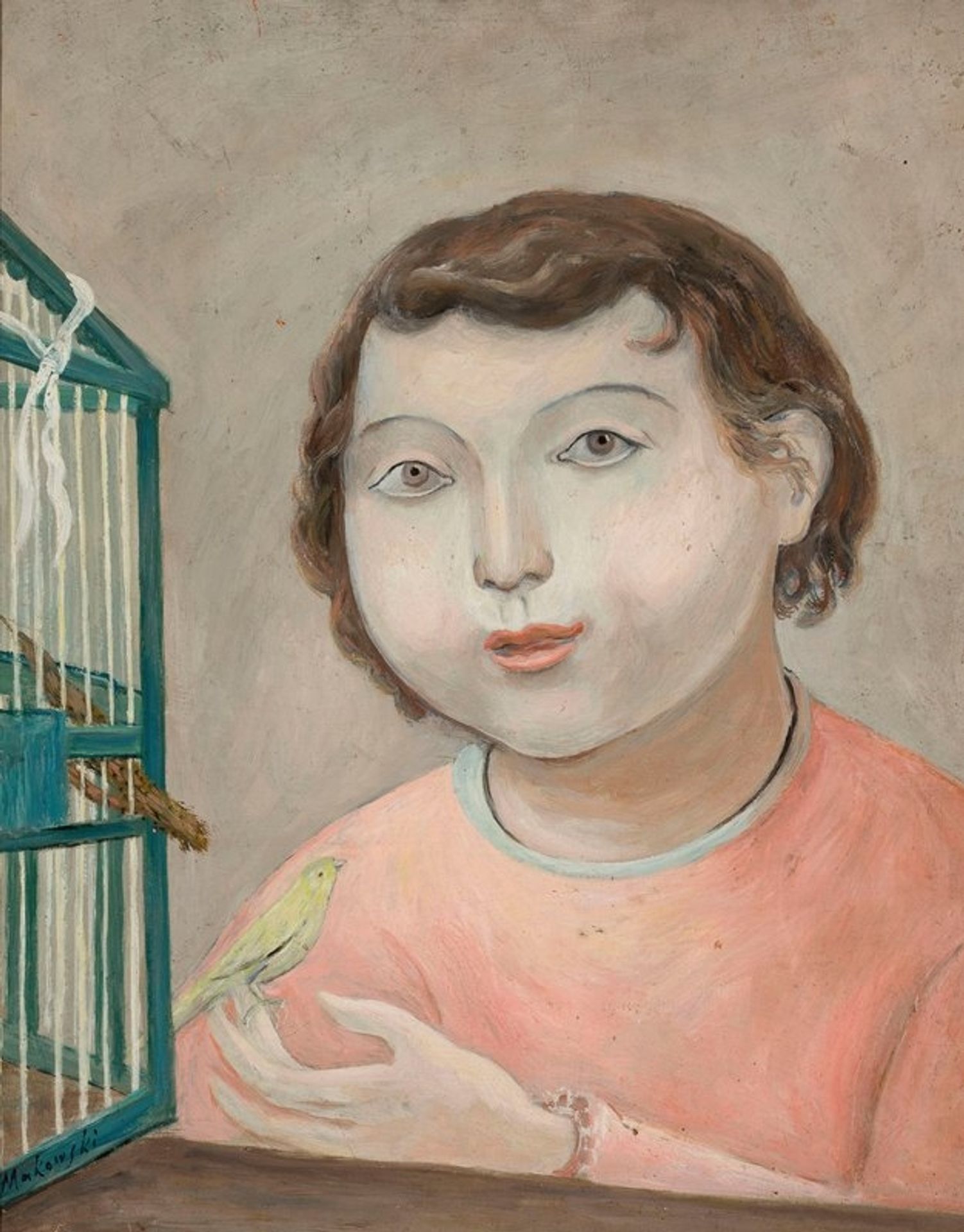 Girl with a canary by Tadeusz Makowski