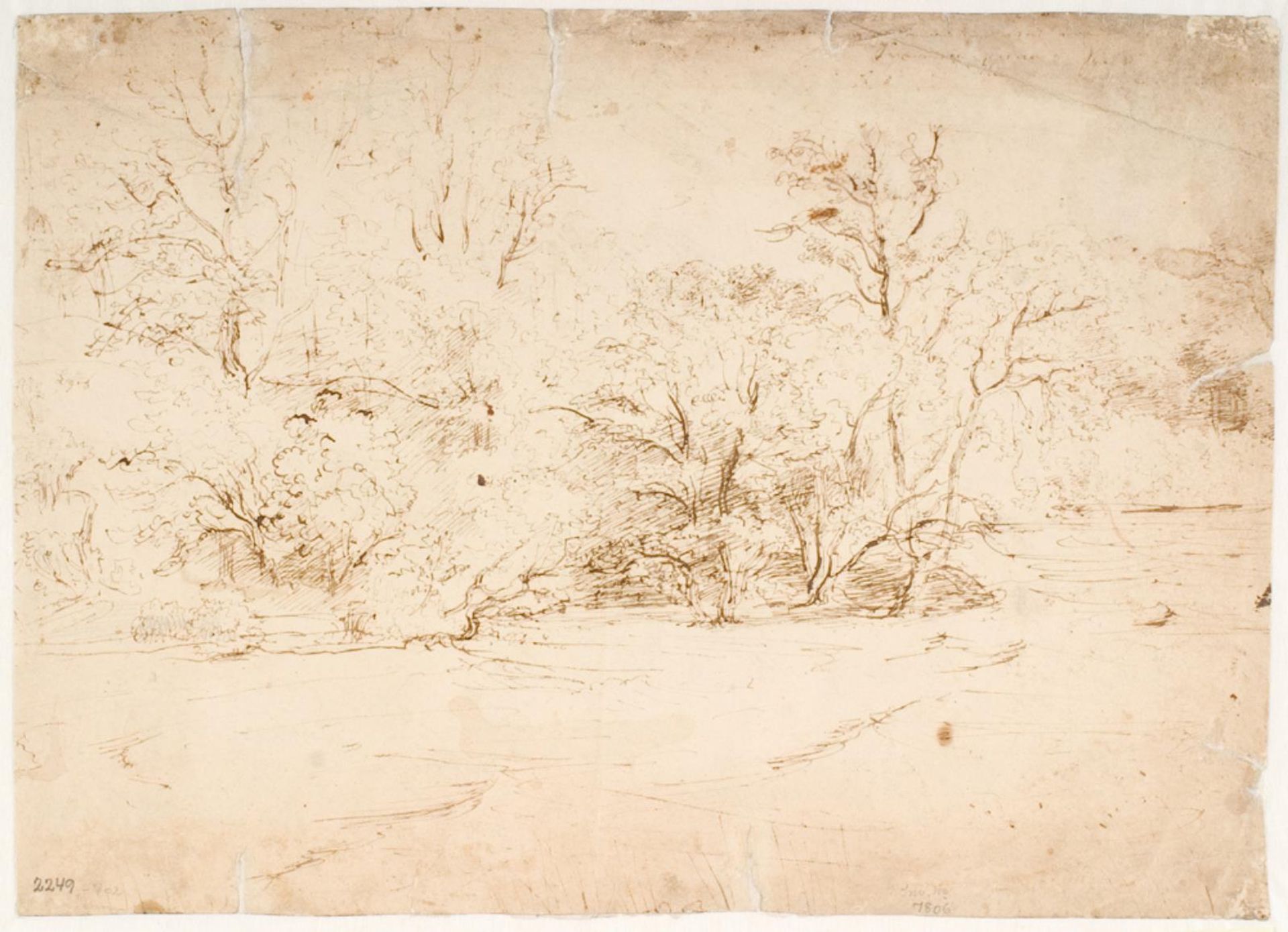 Træbevoksede skrænter, ved bredden af en sø by Dankvart Dreyer
