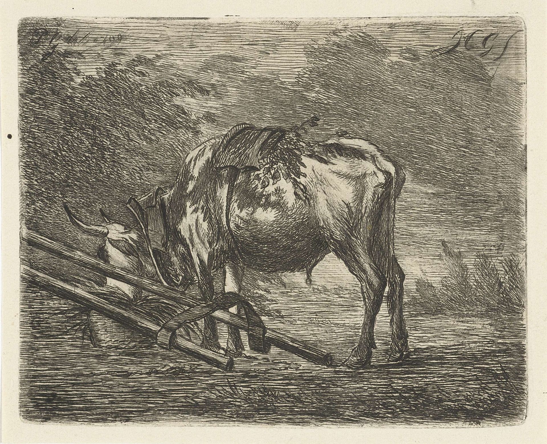 Trekos met juk by Jacobus Cornelis Gaal