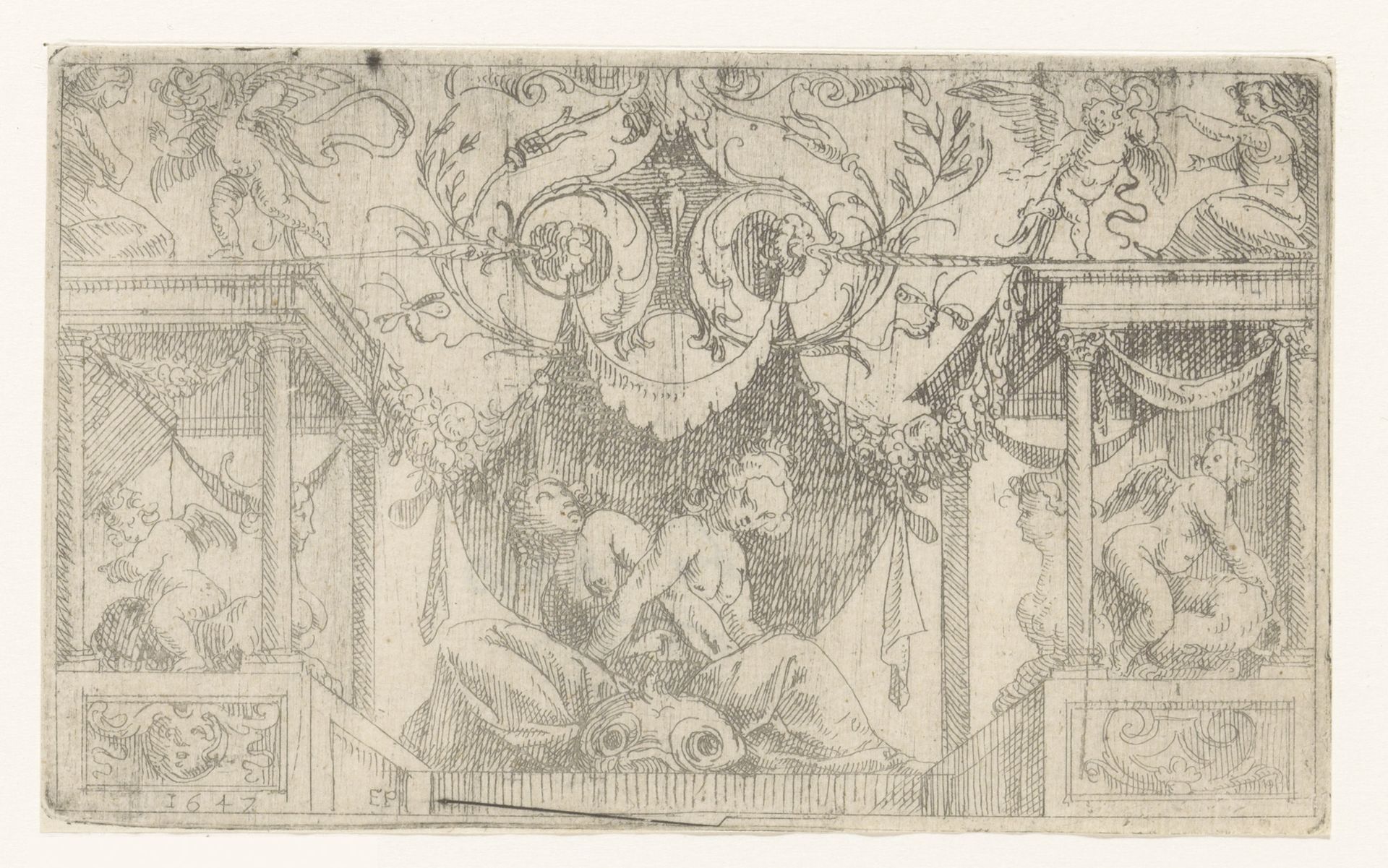 Paneel met twee vrouwen en sfinxen by Edward Pearce