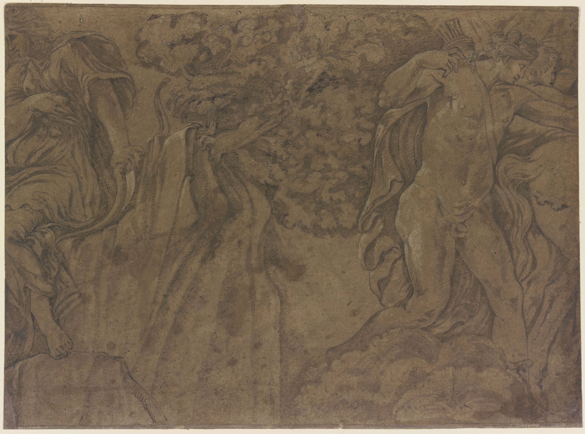 Apollo rächt seine Schwester Diana und tötet die Töchter der Niobe, aus dem verlorenen Niobidenfries an der Fassade des Palazzo Milesi in Rom by Polidoro da Caravaggio