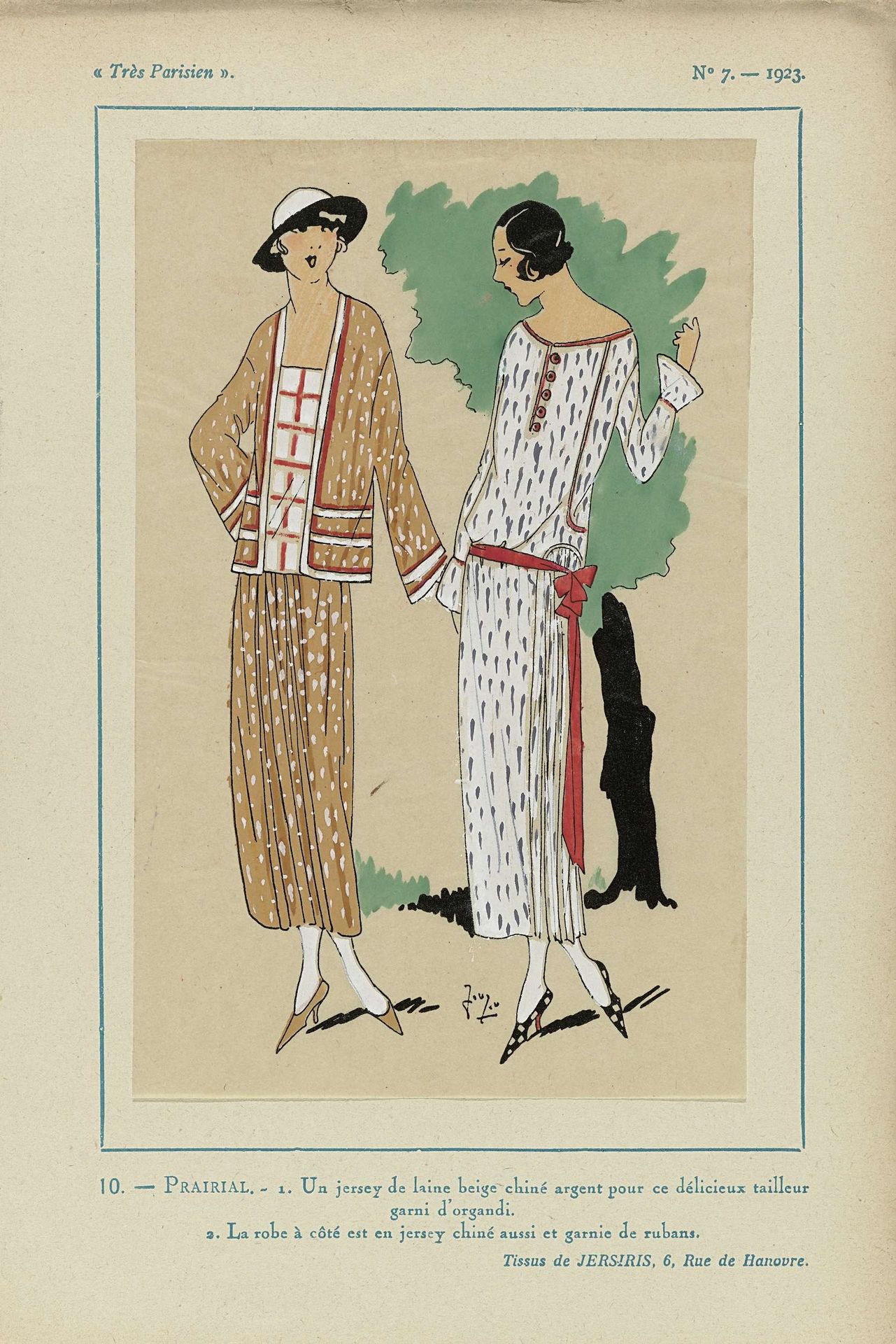 Très Parisien, 1923, No 7: 10.- PRAIRIAL. - 1. Un jersey de laine beige... by Anonymous