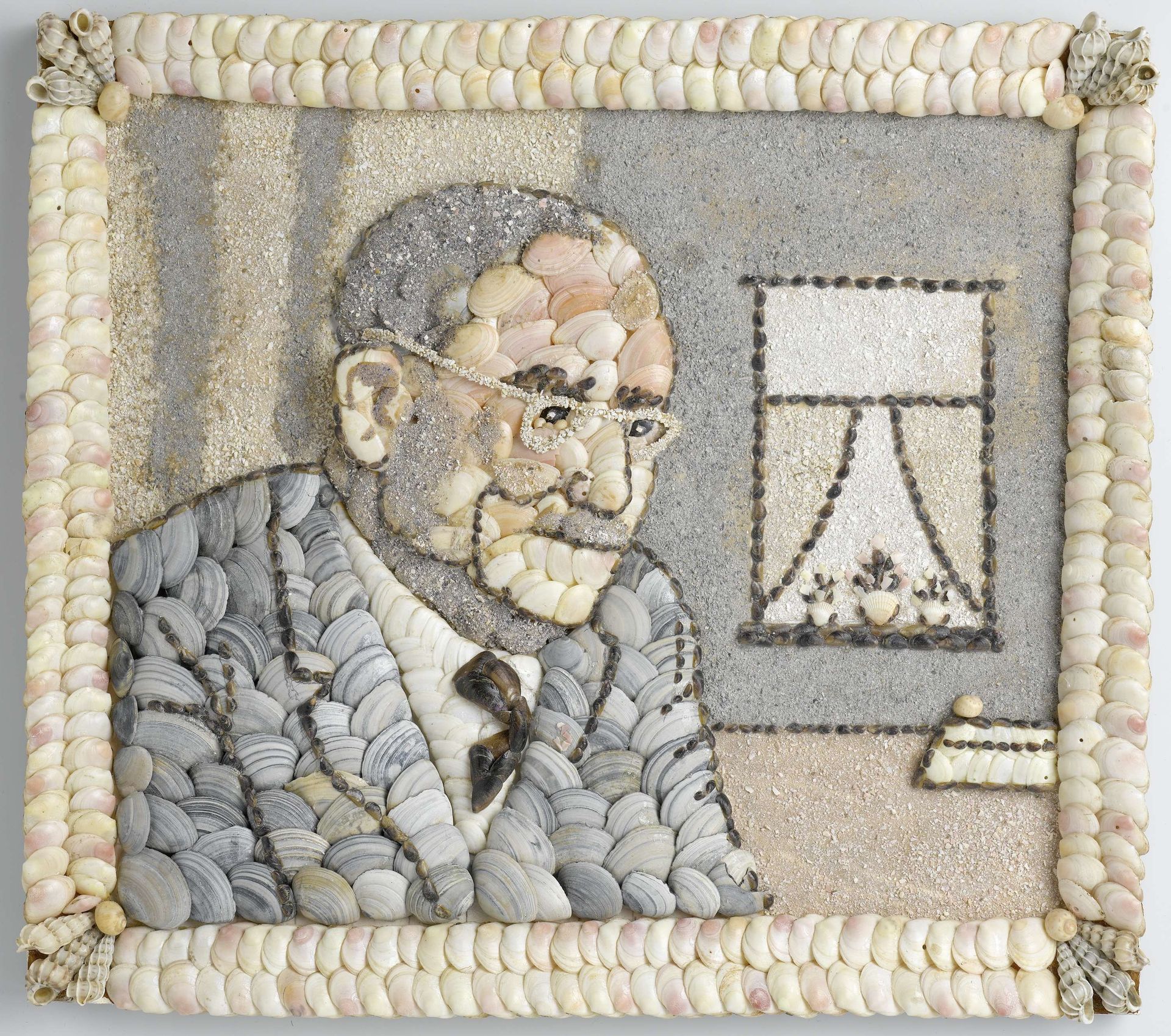 Schelpenportret van Dr. W. Drees by W.M. Voois