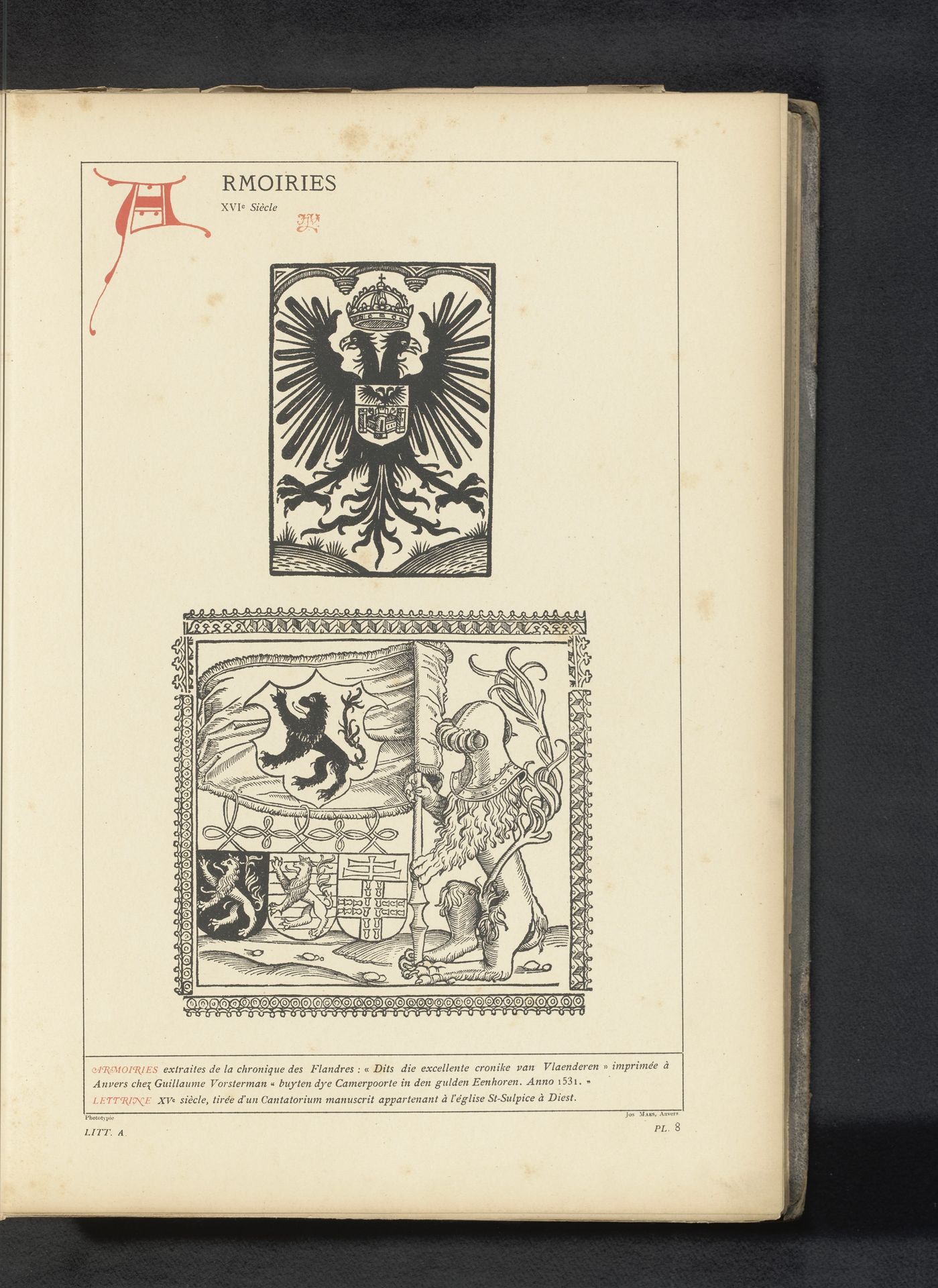 Reproductie van twee prenten met wapenschilden van Vlaanderen by Anonymous