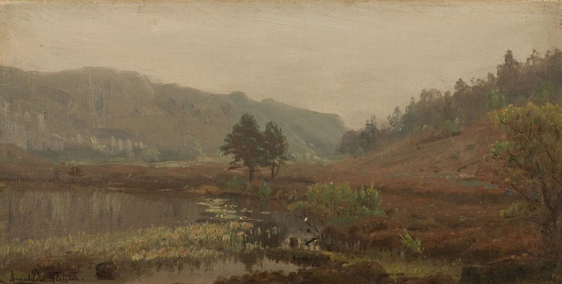 Tåkestemning. Hoven, Mandal by Amaldus Nielsen
