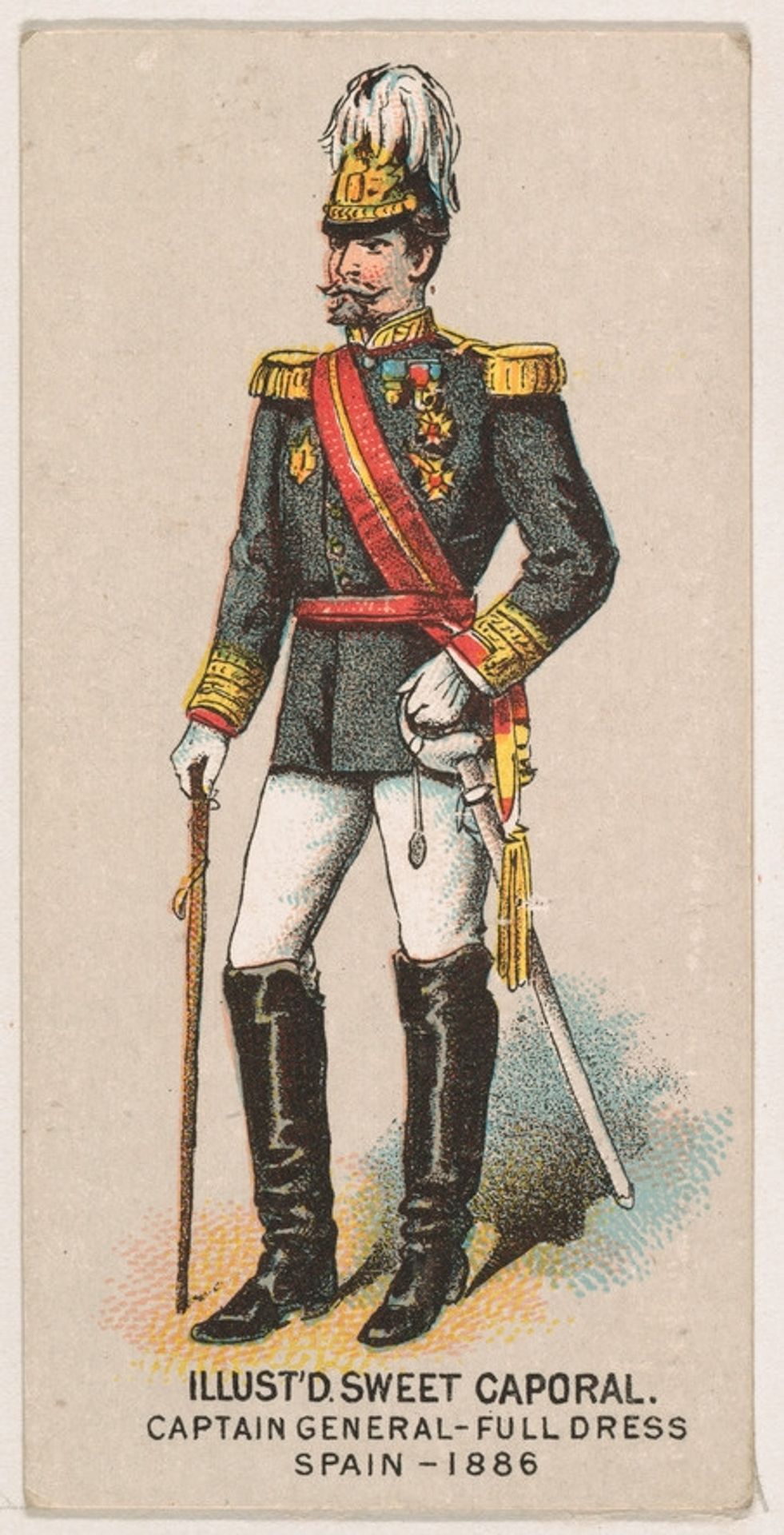 Full Dress, Captain General, Spain, 1886, from the Military Series (N224) issued by Kinney Tobacco Company to promote Sweet Caporal Cigarettes by Kinney Brothers Tobacco Company