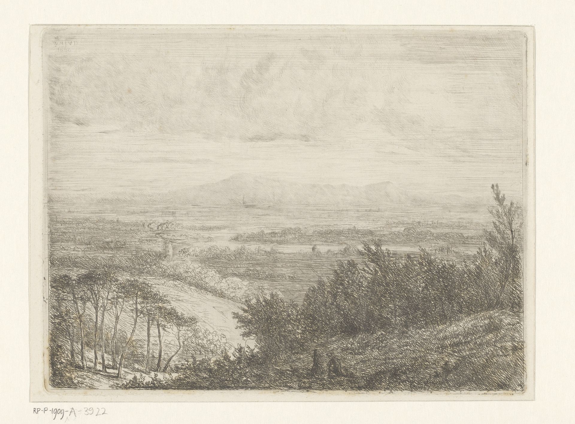 Heuvellandschap met twee figuren by Willem Matthias Jan van Dielen