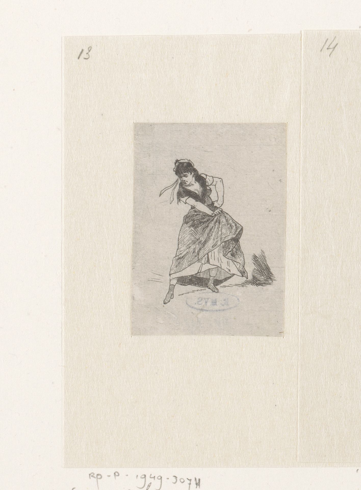 Dansende vrouw zwaait met haar rok by Felicien Rops