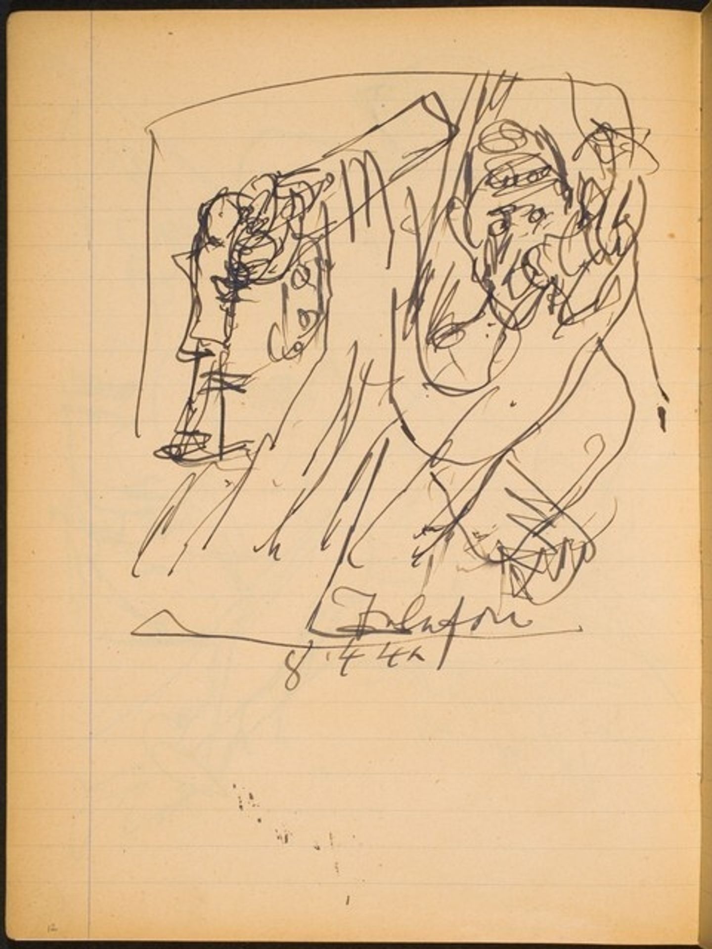 Skizze mit zwei Figuren (Sketch with Two Figures) [p. 12] by Max Beckmann