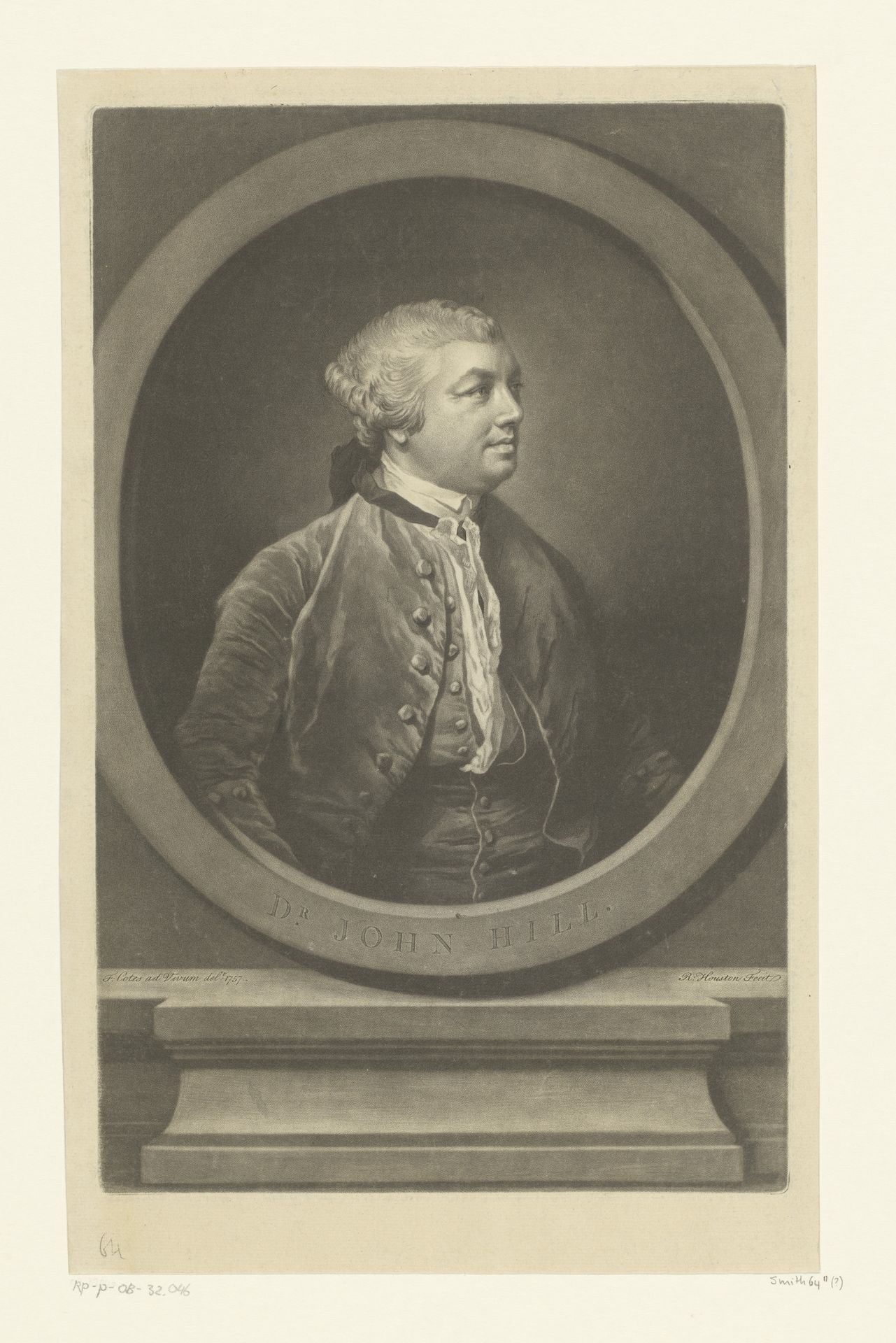 Portret van John Hill by Richard Houston