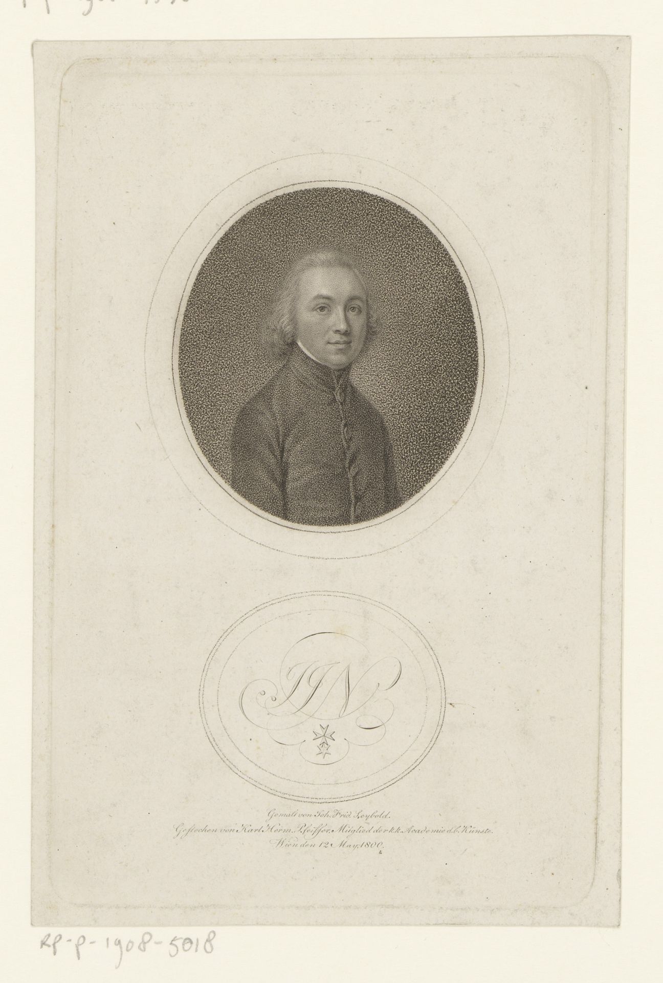 Portret van Johann Joseph Natter by Carl Hermann Pfeiffer
