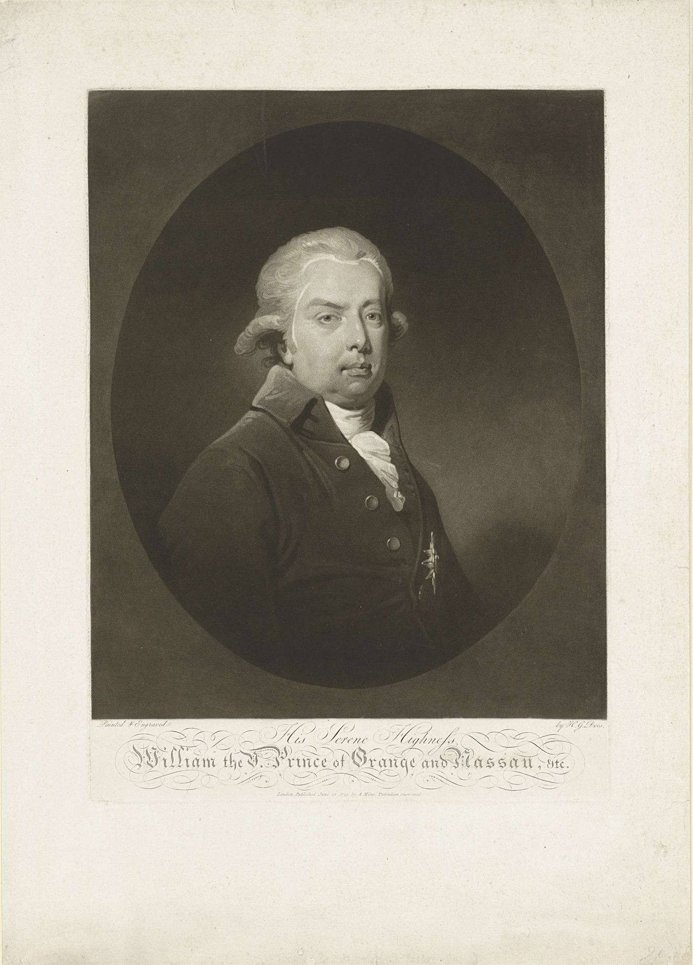 Portret van Willem V, prins van Oranje-Nassau by H.G. Does