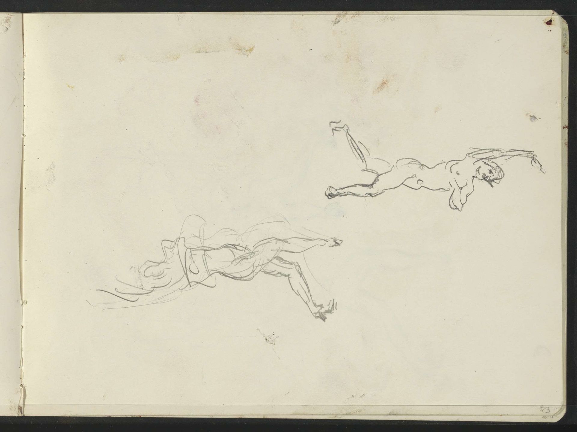 Twee studies van vrouwelijk naakt, mogelijk dansend by Isaac Israels