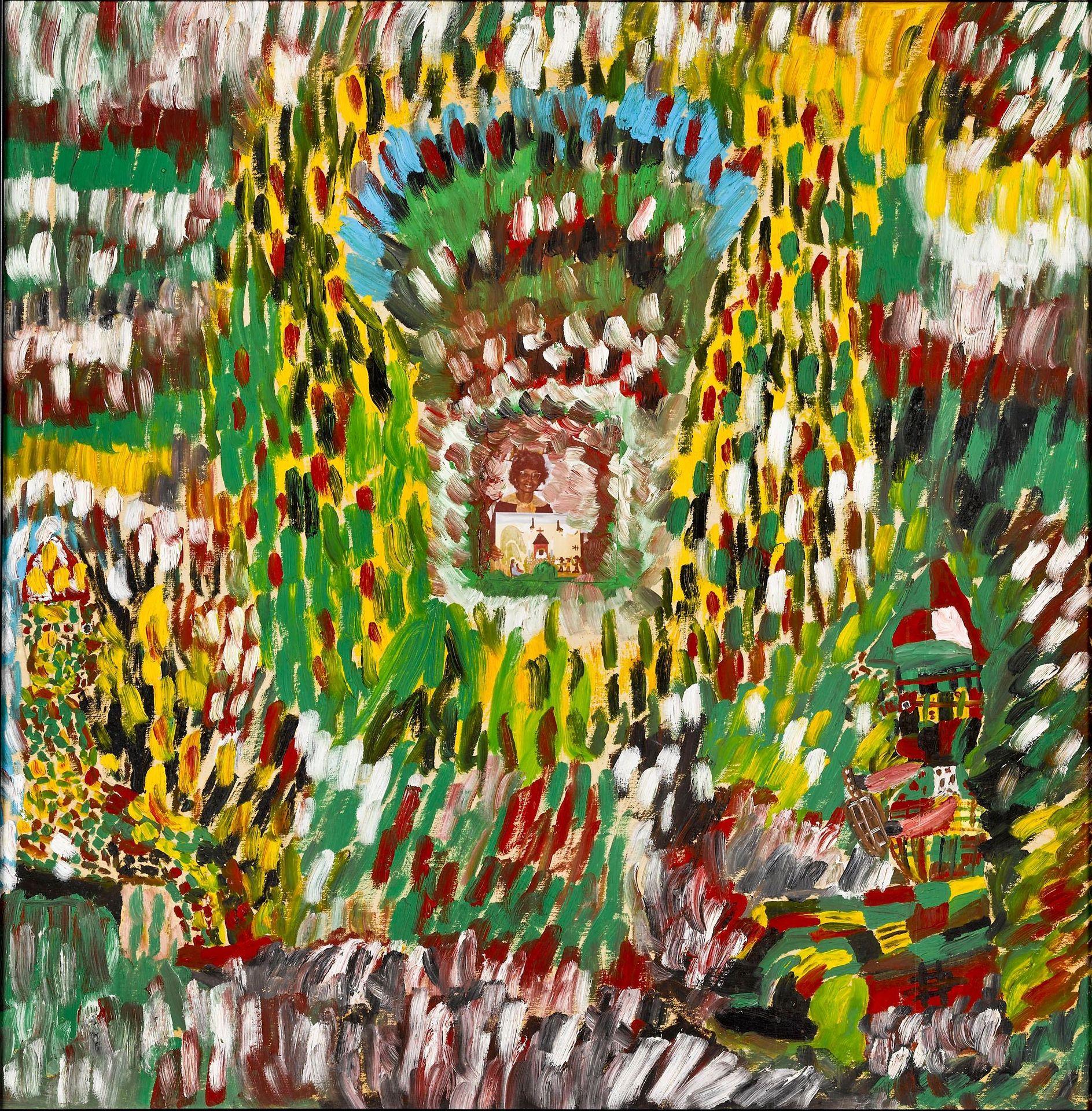 Abstract with Photograph of Artist by Clementine Hunter