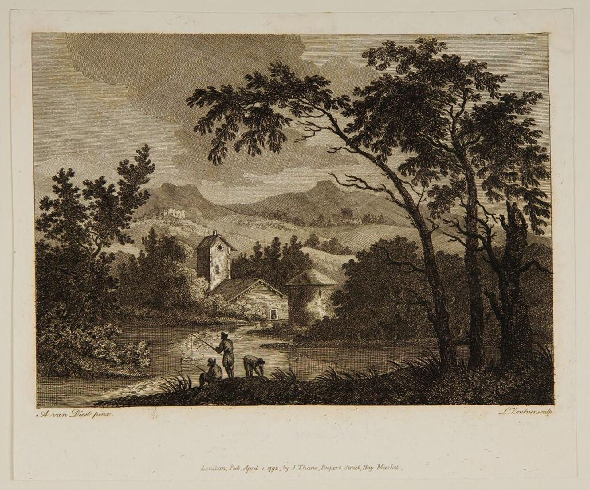 Men Fishing from the Shore of a Pond by J. L. L. C. Zentner