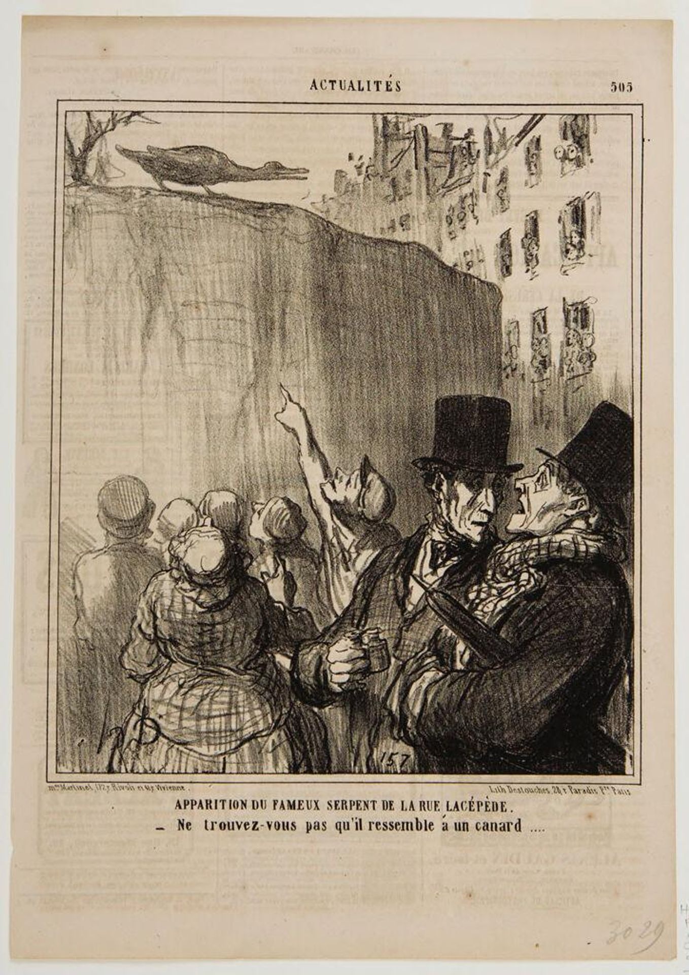 The Specter of the Famous Snake of the rue LacÃ©pÃ¨de: "Don't you think it looks like a duck?" by Honoré Daumier