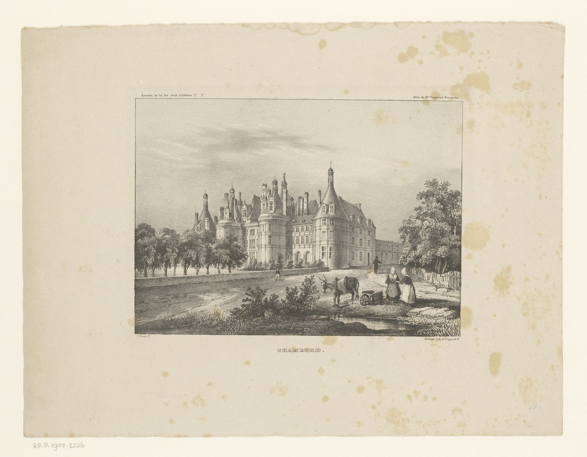 Gezicht op het kasteel van Chambord by Charles François Joseph Pensée