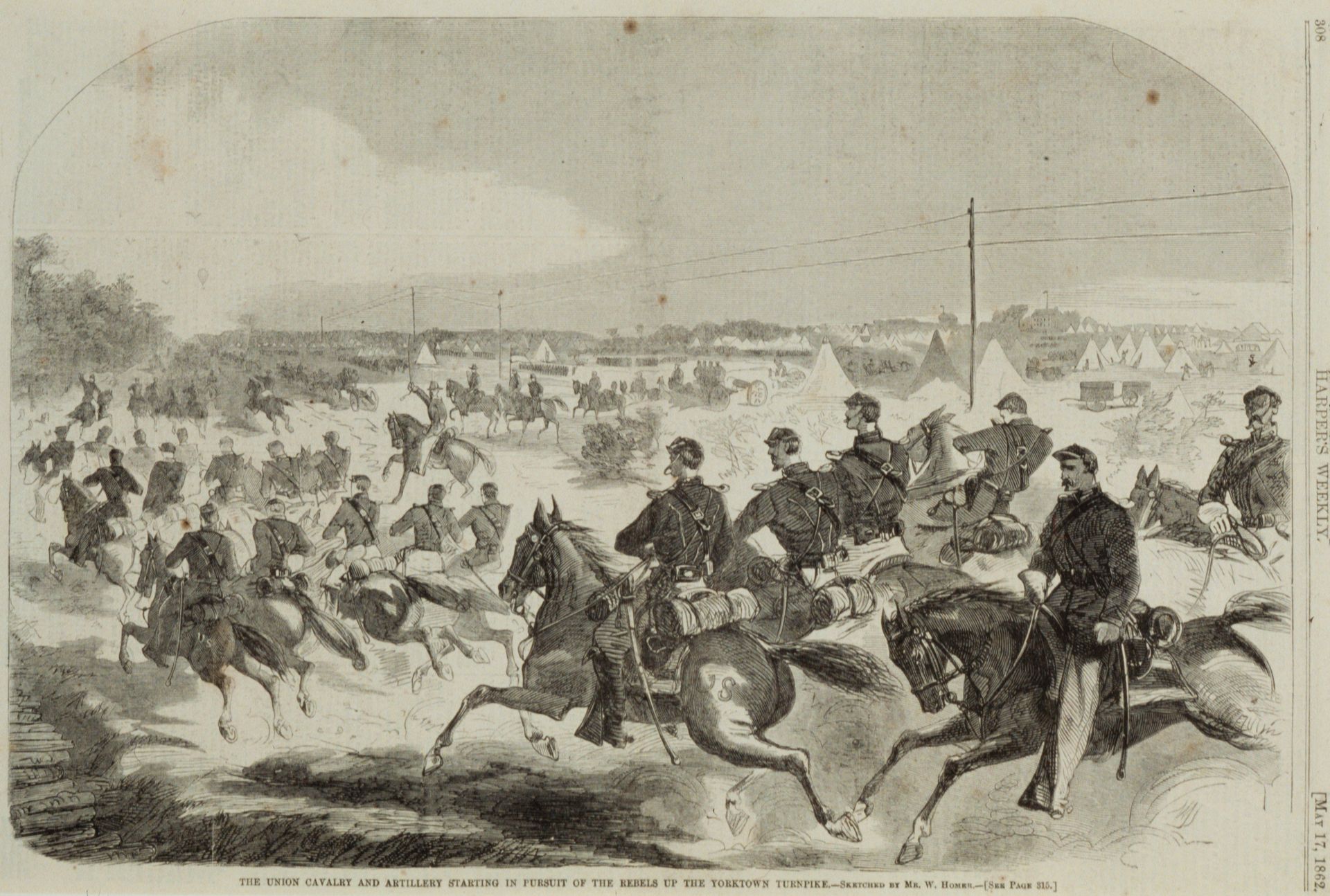 The Union Calvary and Artillery Starting in Pursuit of the Rebels up the Yorktown Turnpike by Winslow Homer