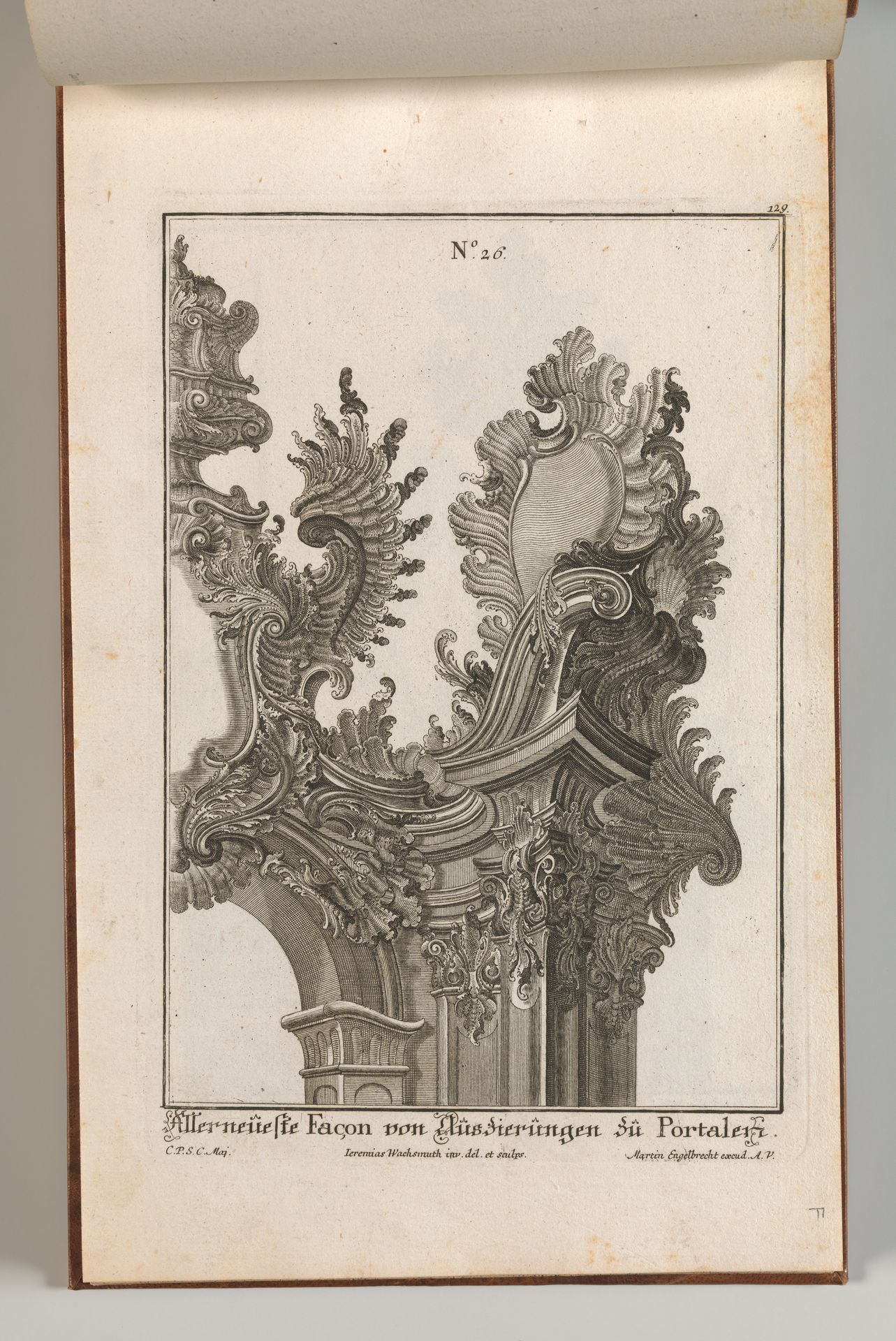 Suggestion for the Decoration of Top Right Side of Portal, Plate 1 from 'Allerneueste Façon von Auszierungen zu Portalen' by Jeremias Wachsmuth