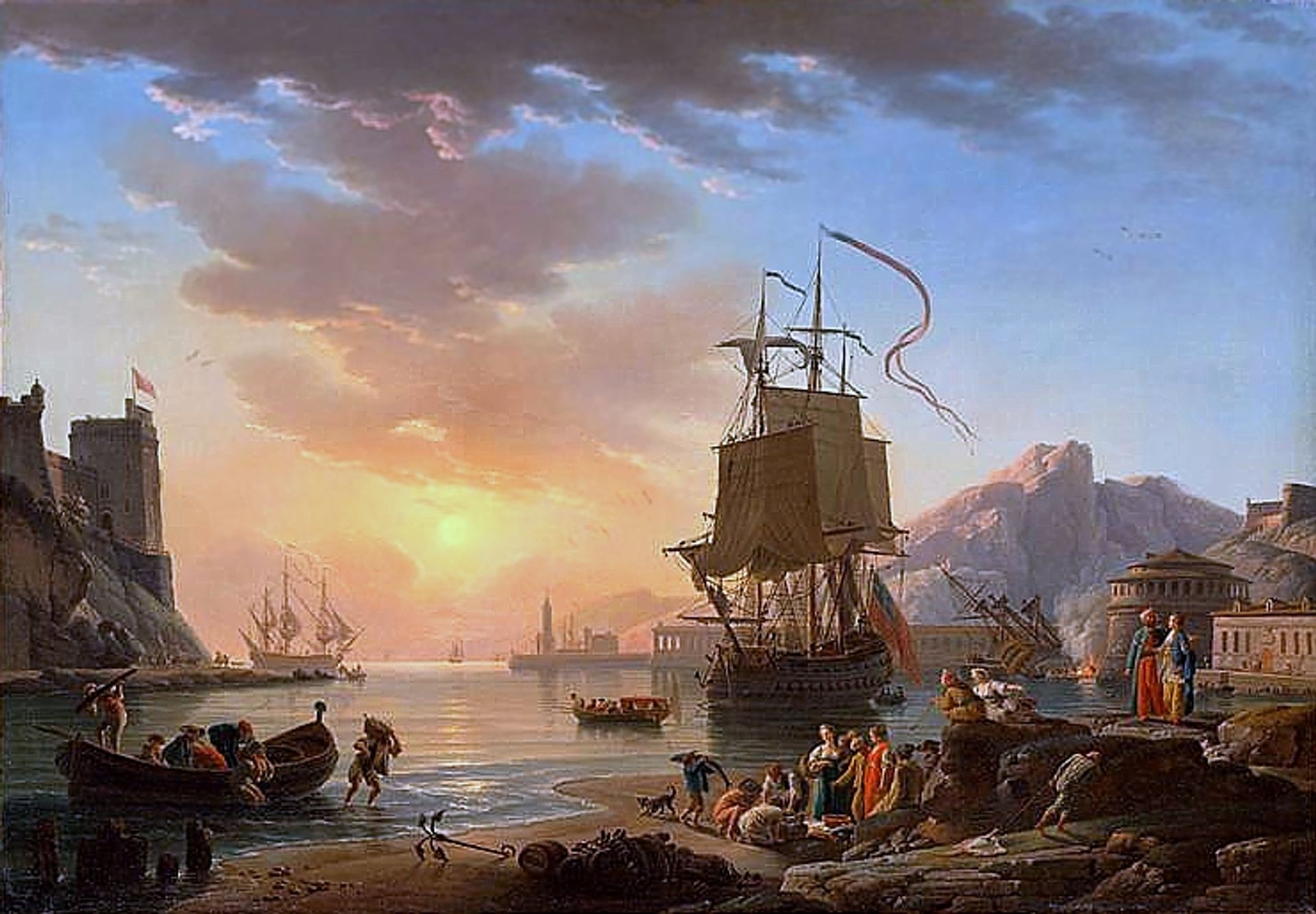 Marine, soleil couchant by Claude-Joseph Vernet