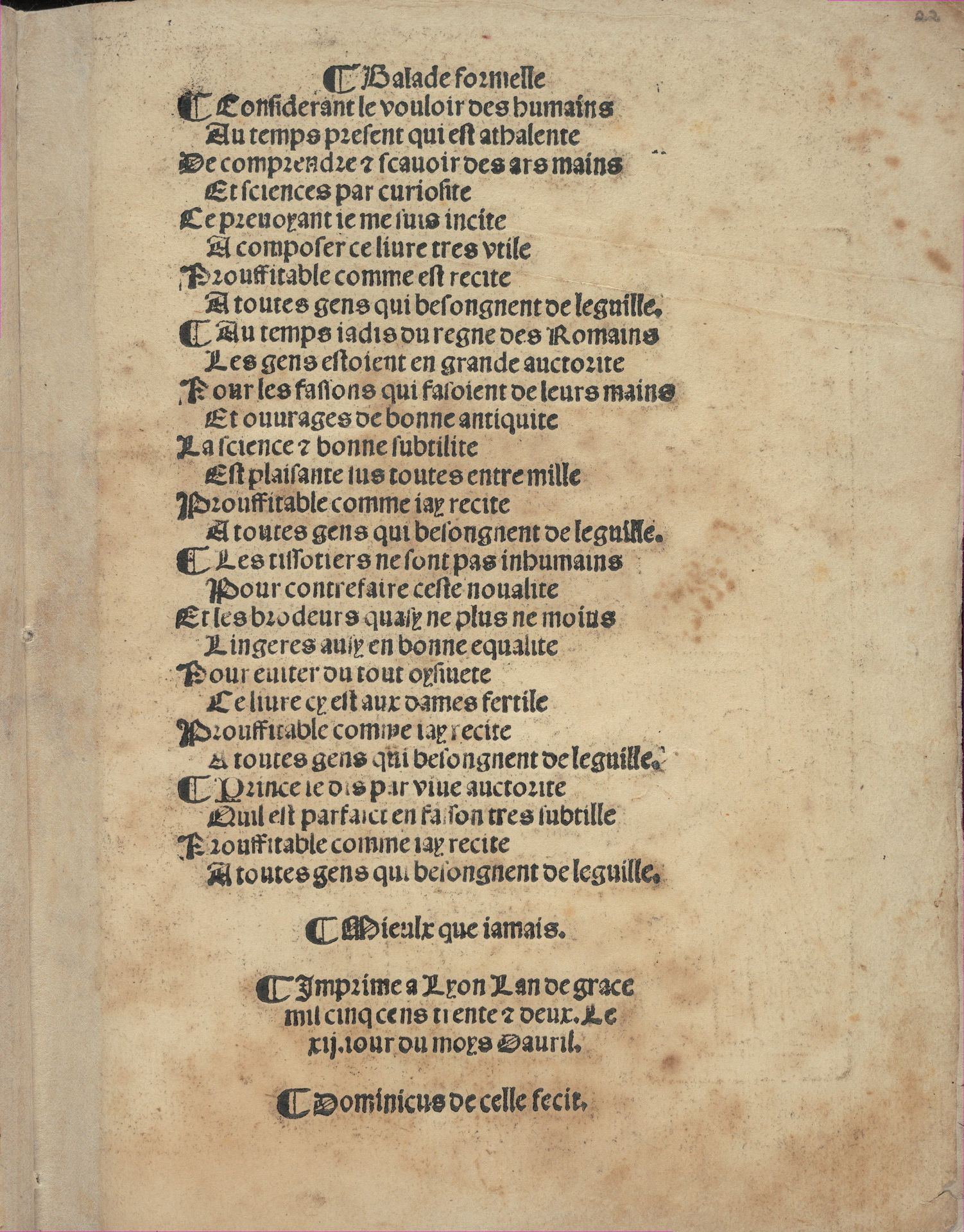Libbretto nouellamete composto per maestro Domenico da Sera...lauorare di ogni sorte di punti, page 22 (recto) by Domenico da Sera