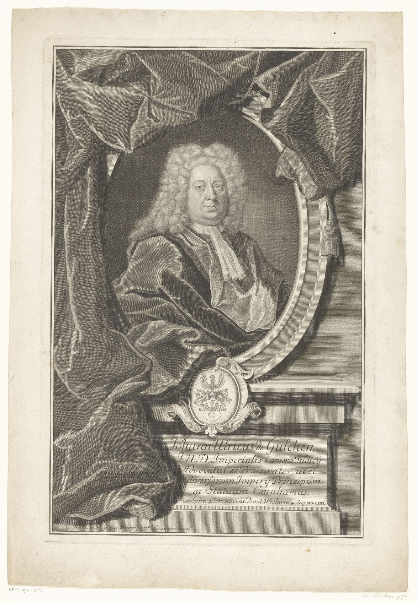Portret van Johann Ulrich von Gülchen by Martin Bernigeroth