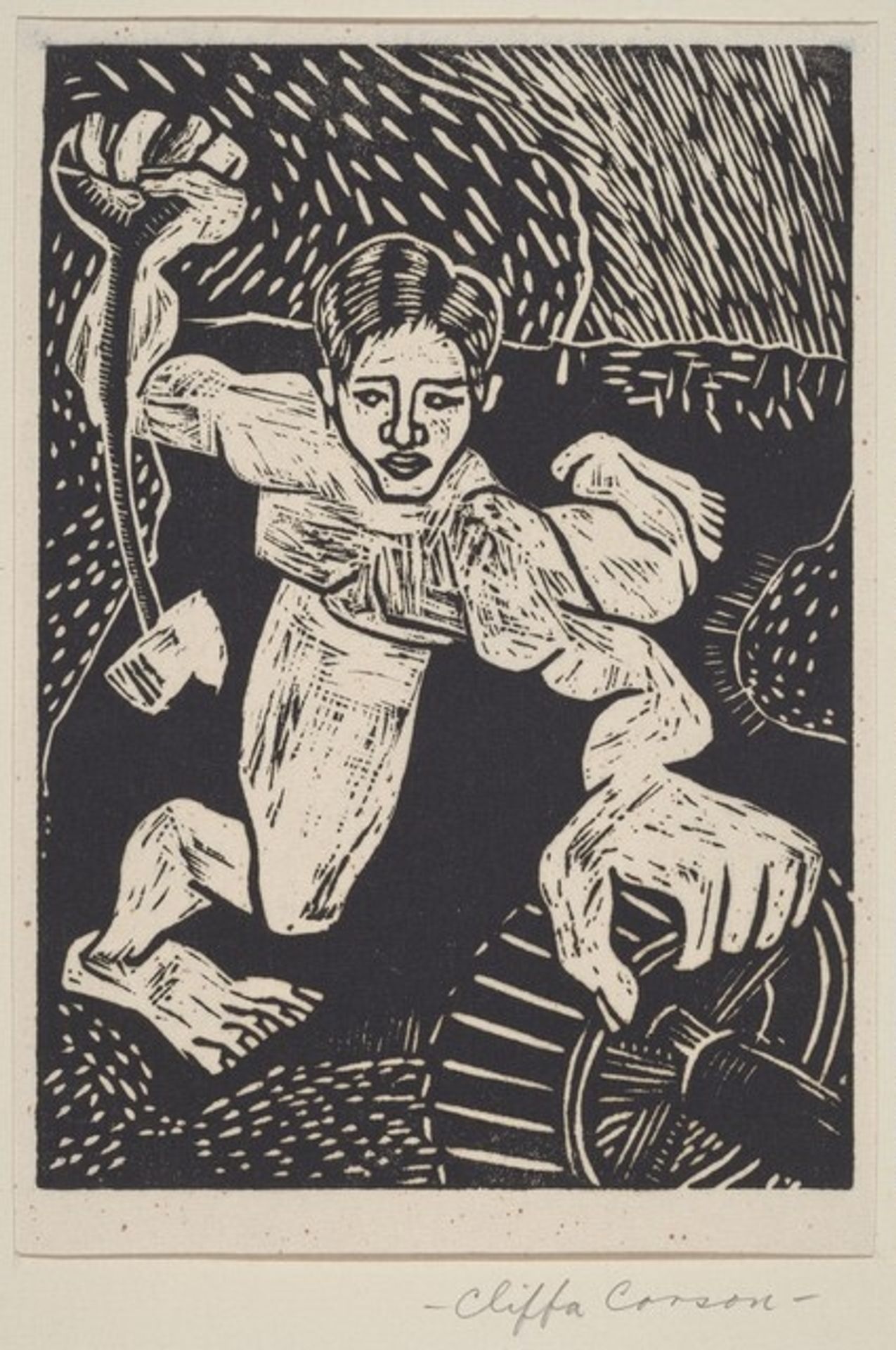 Untitled (Figure, Wheel) by Cliffa Corson