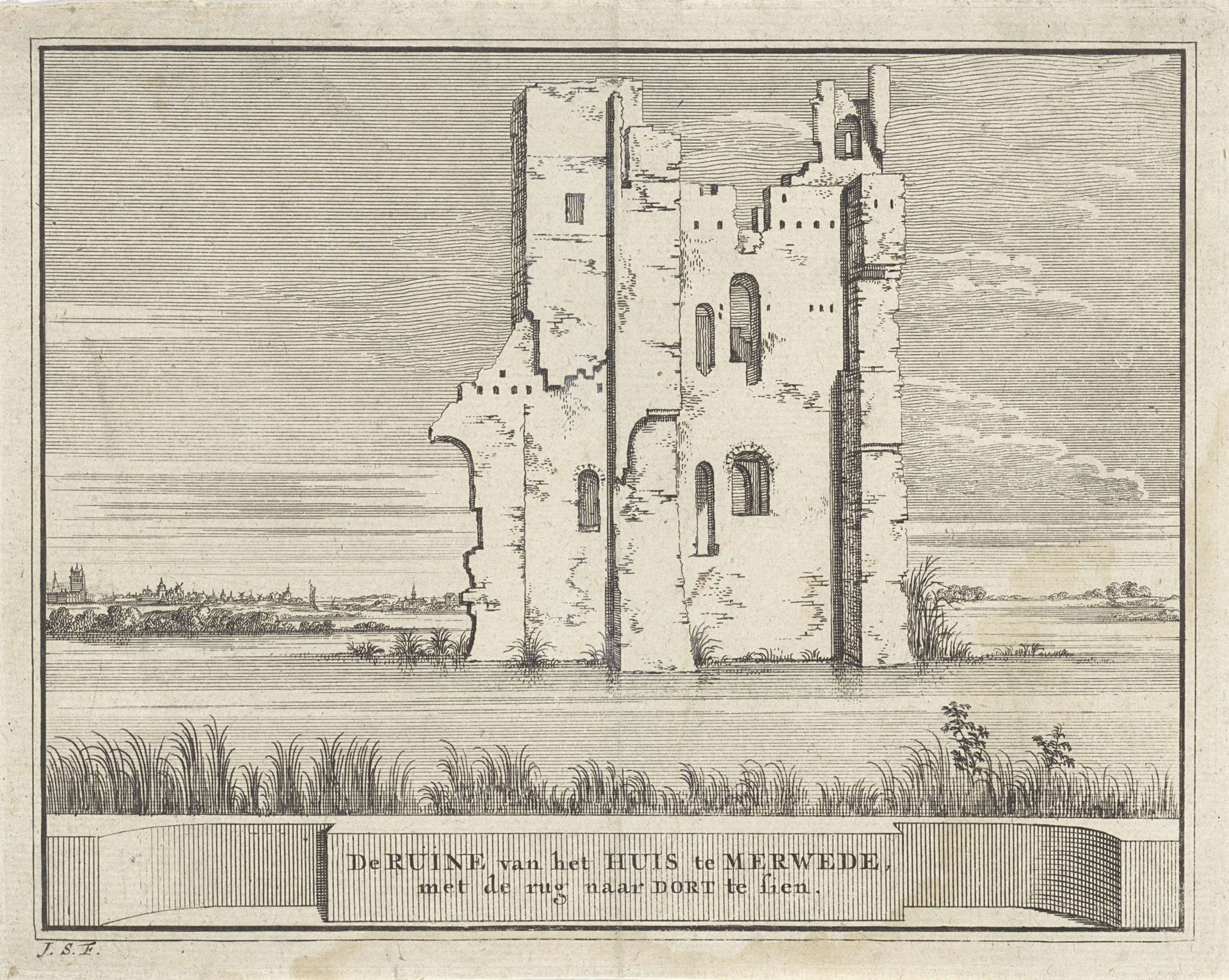 Gezicht op de ruïne van het Huis te Merwede in Dordrecht by Jacobus Schijnvoet