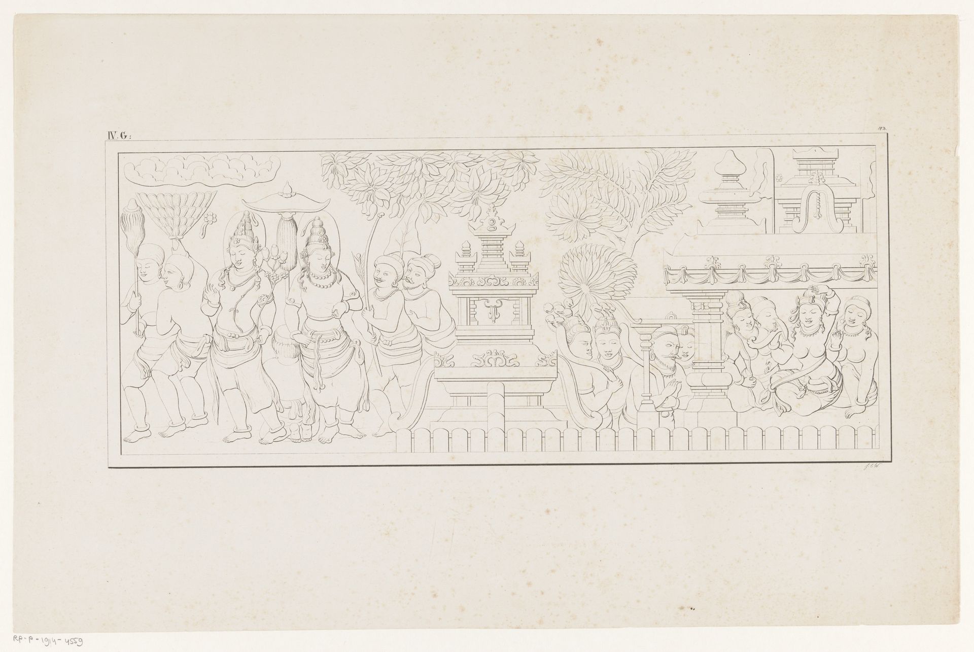 Reliëf met Boeddhistische goden, mogelijk van de tempel Candi Mendut by Andries Wiemans Cz.