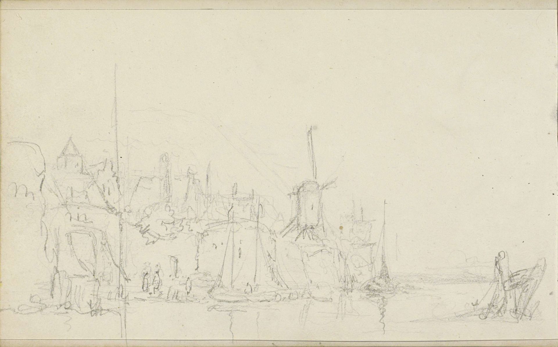Rivierlandschap met een molen by Adrianus Eversen