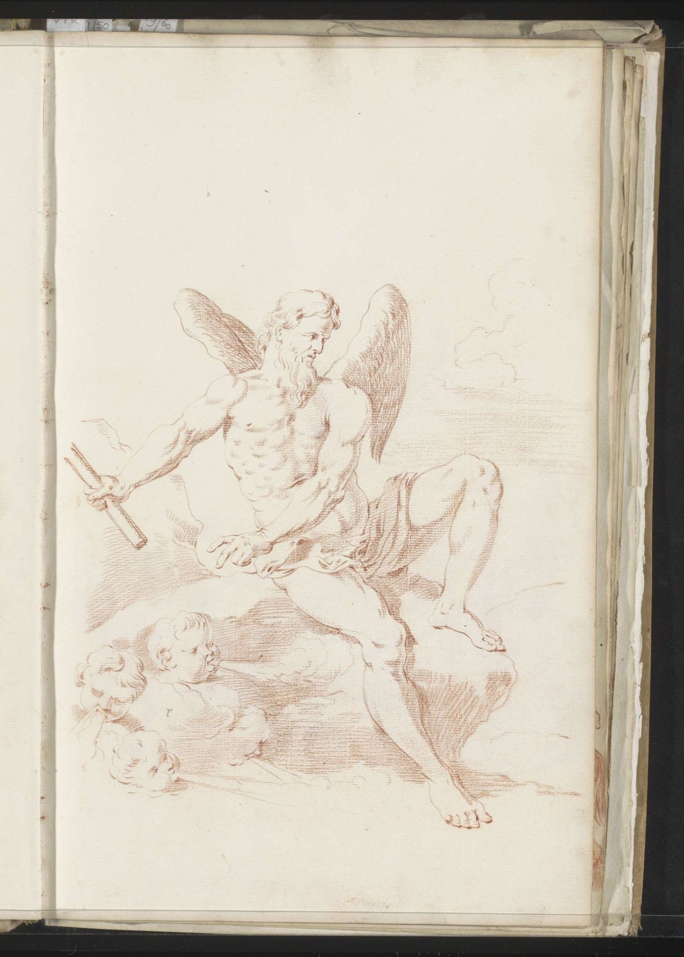 Gevleugelde man (Vadertje Tijd?) met de vier winden by Jacob Toorenvliet