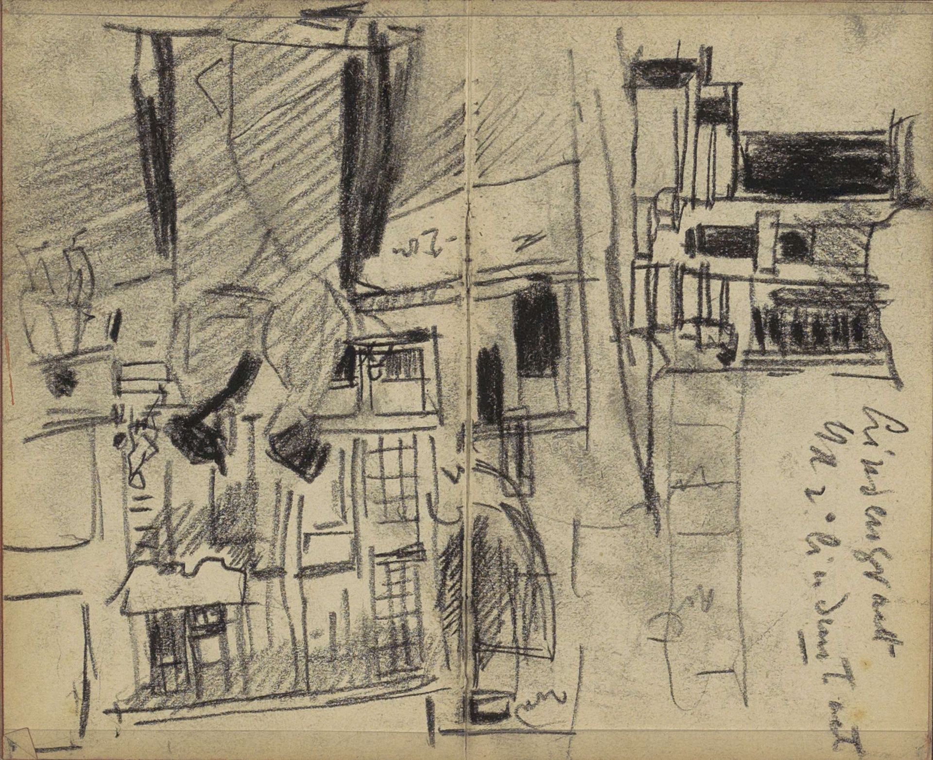 Gezicht op de Lindengracht te Amsterdam ter hoogte van de Tweede Lindendwarsstraat by George Hendrik Breitner